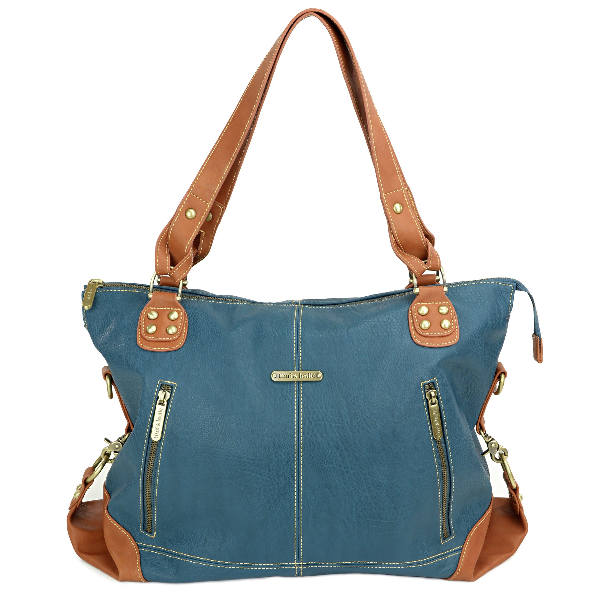 timi & leslie Kate 7-Piece Diaper Bag Set, Dark Teal/Saddle