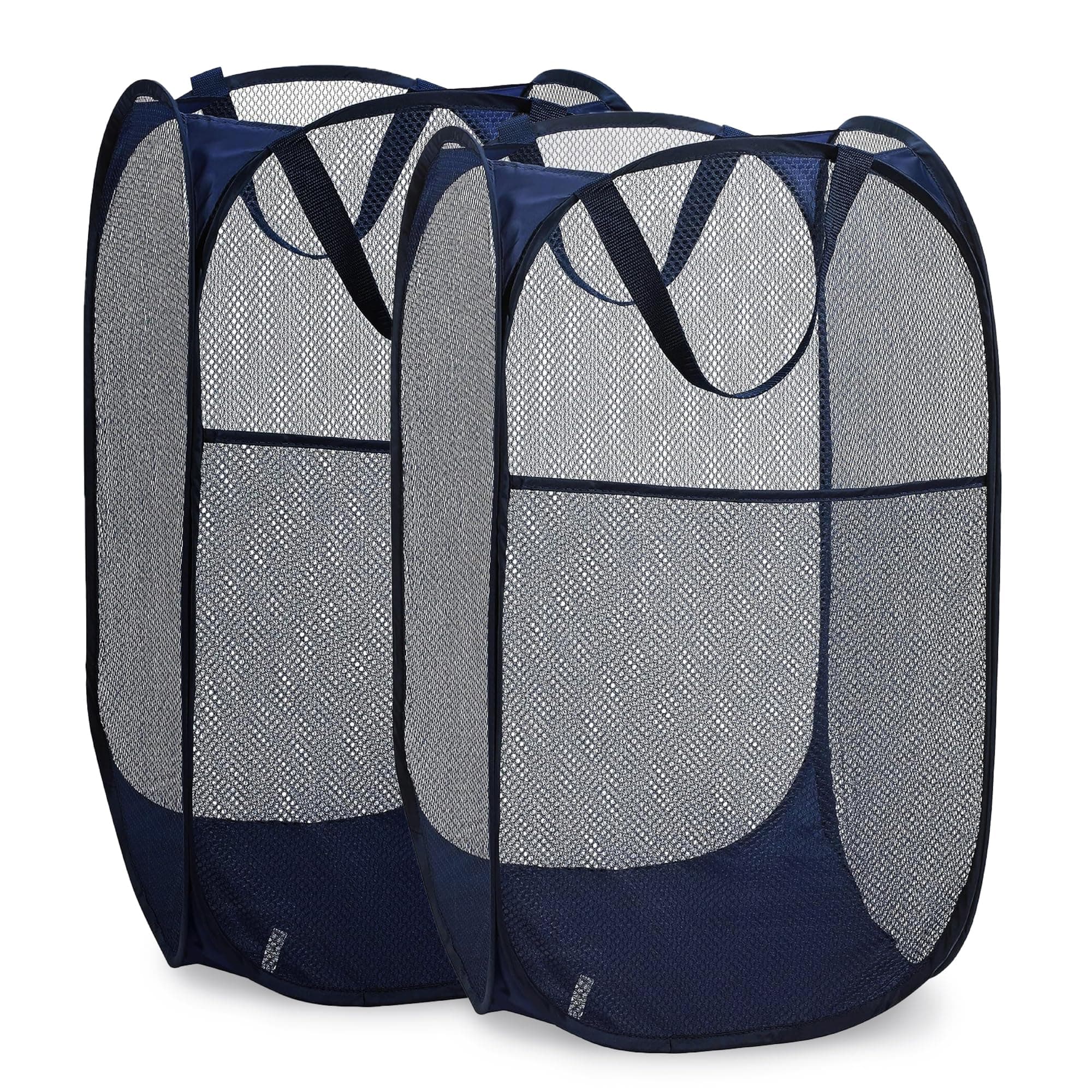 Handy Laundry Mesh Popup Hamper – Foldable Lightweight Basket for Washing – Durable Clothing Storage for Kids Room, Students College Dorm, Home, Travel & Camping – Two Pack Pop-up Clothes Hamper