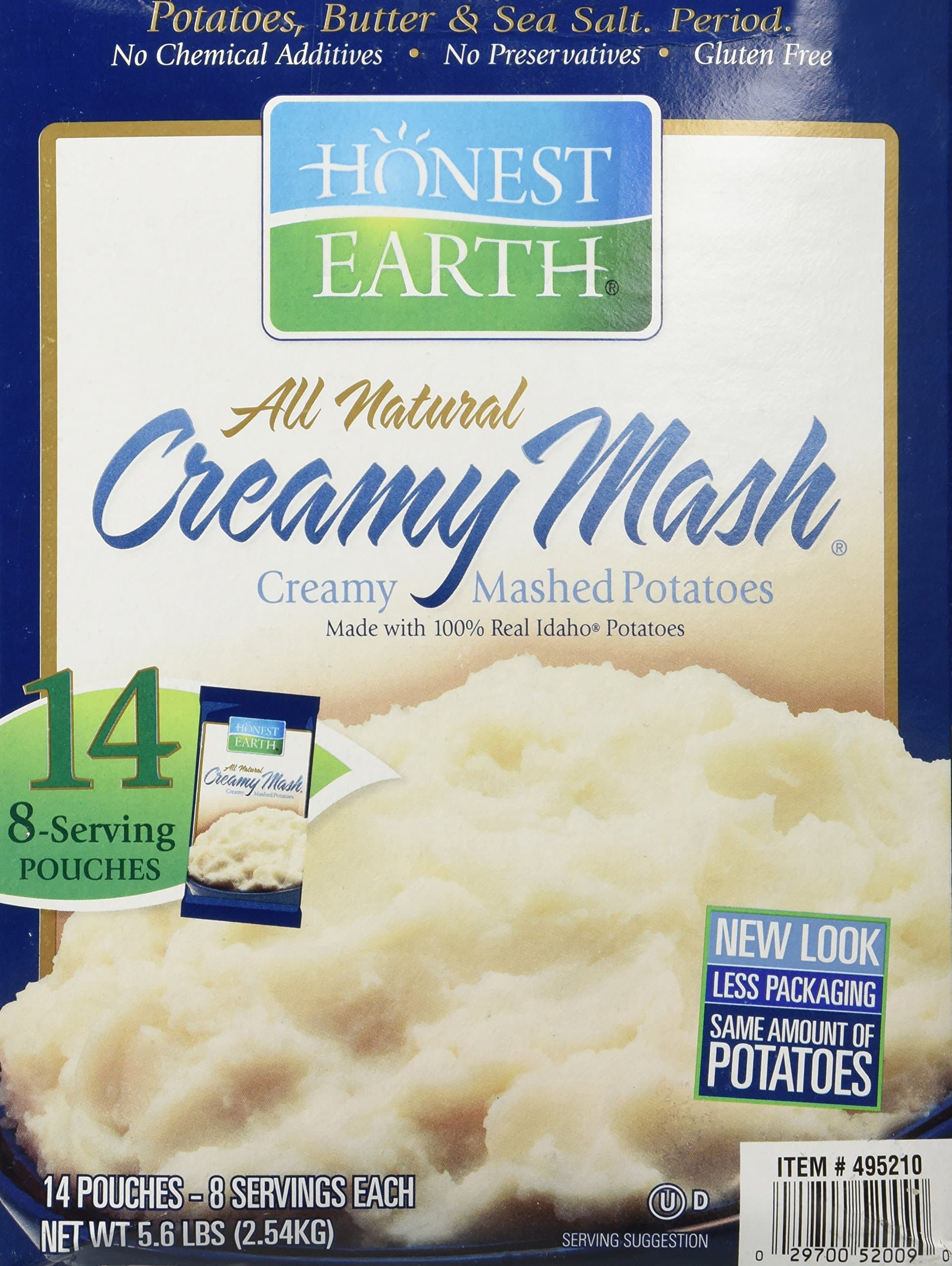 Honest Earth All Natural Creamy Mash, Made with 100% Real Idaho Potatoes, 14 Pouches (8 servings each)