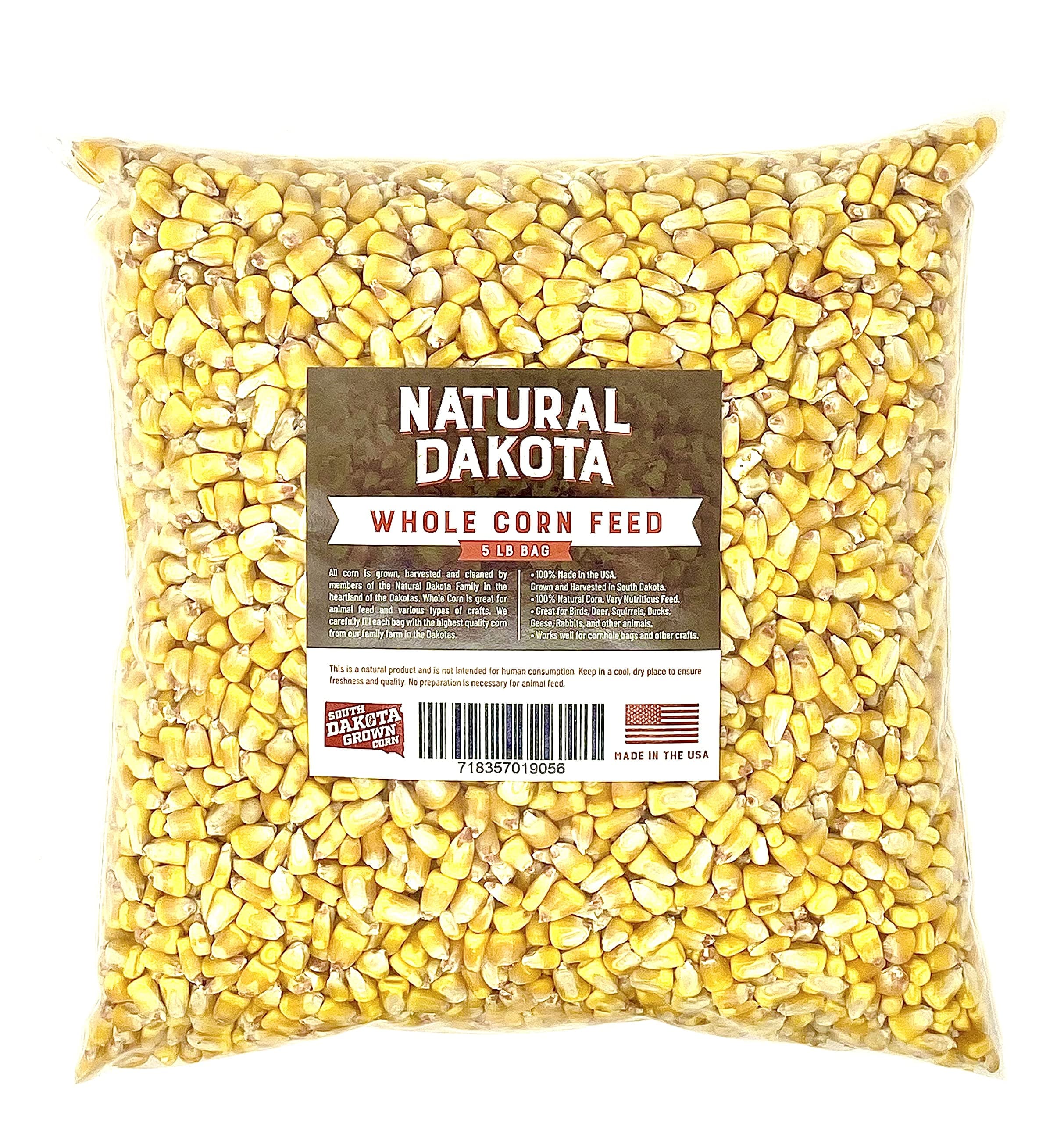 Whole Corn Feed (Birds, Deer, Squirrels, Wildlife) 100% All Natural. South Dakota Grown Animal Feed Corn. (5lb)