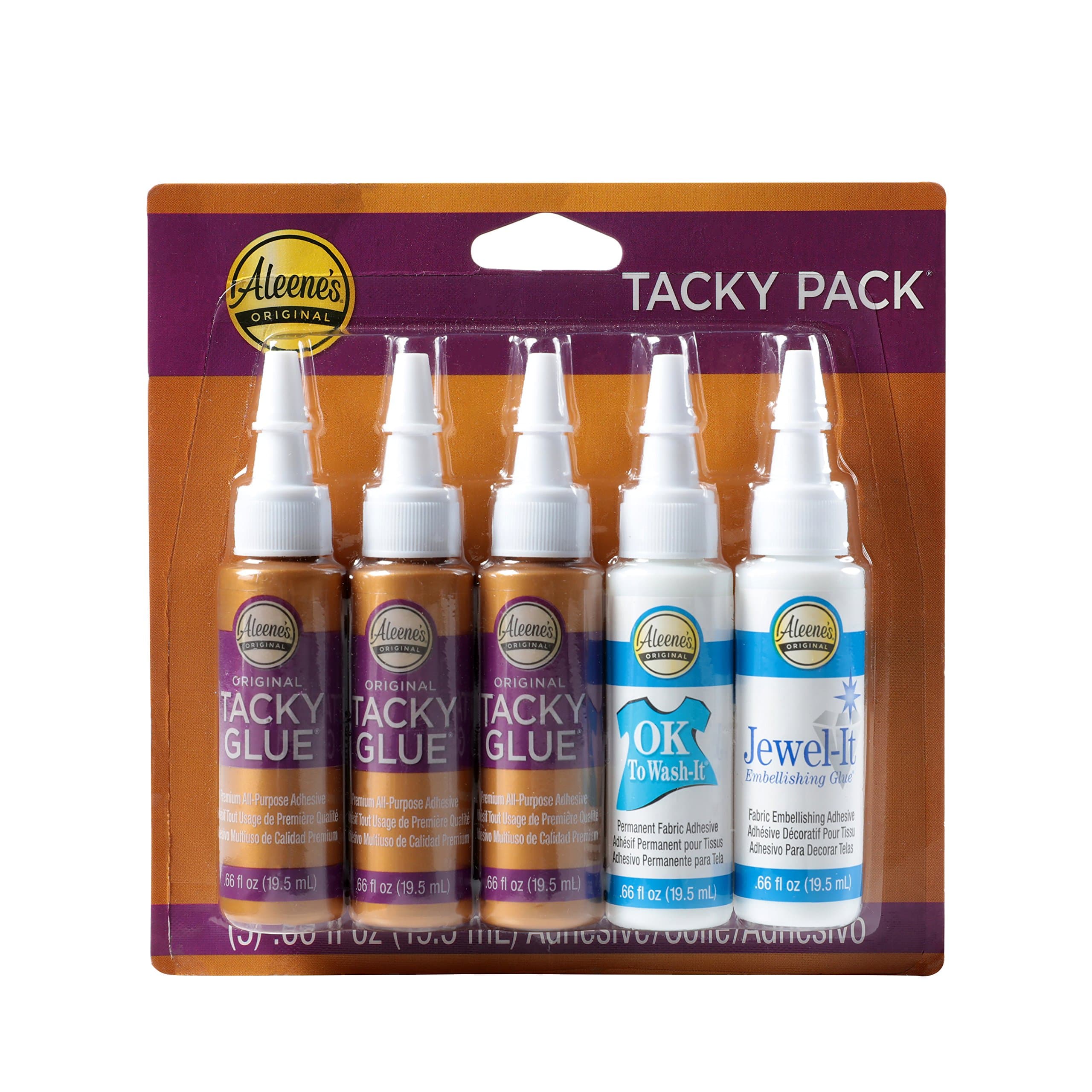 Aleene's Try Me Size"Tacky" Pack .66 Ounce 5/Pkg-Original (3), Ok To Wash-It, Jewel-It (並行輸入品)