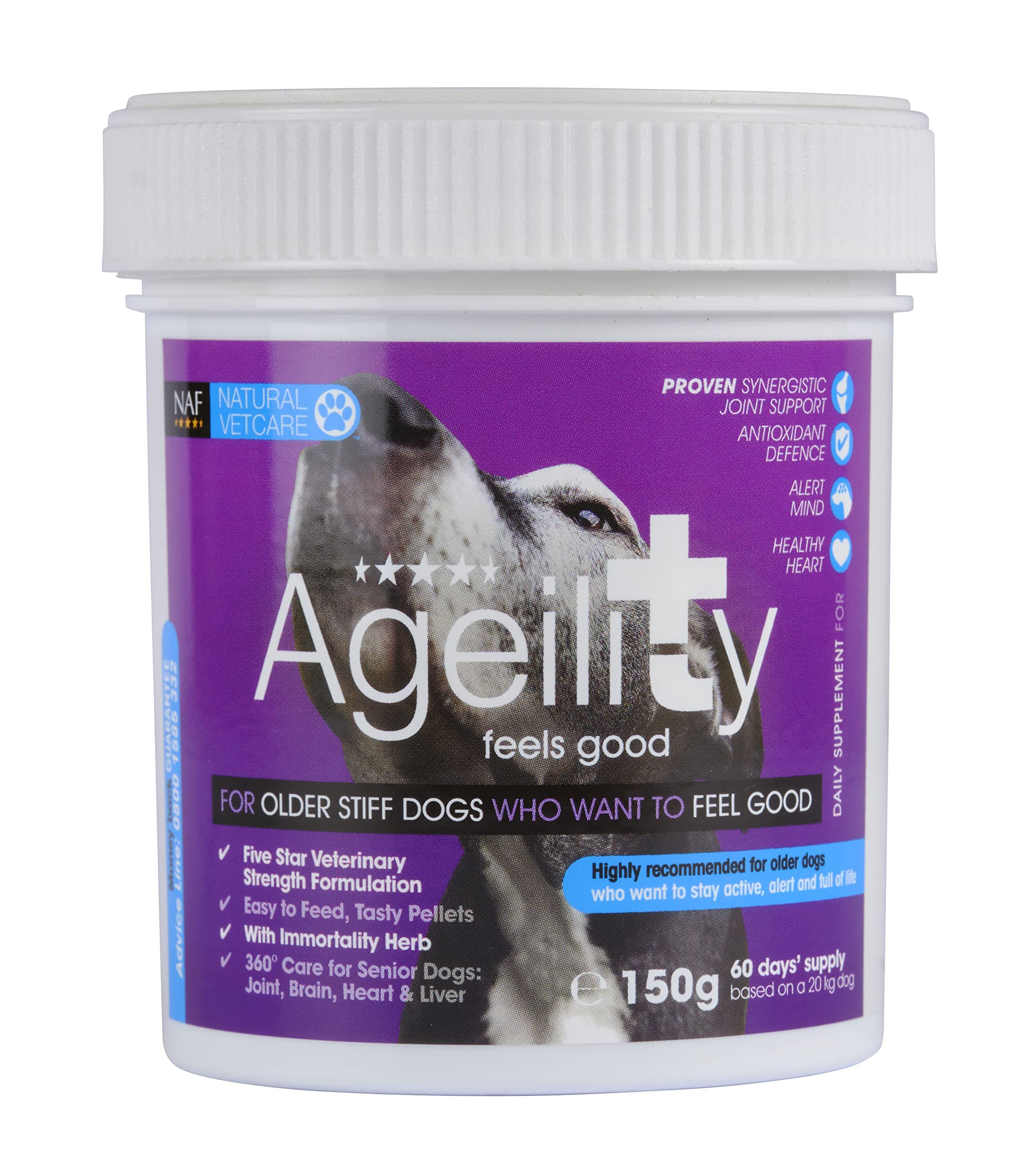 Natural VetCare Ageility Senior Dog Supplement – Veterinary Strength Support for Older Dogs – Promotes Mobility, Mental Clarity & Vitality – With Glucosamine, Ginseng & Omega 3