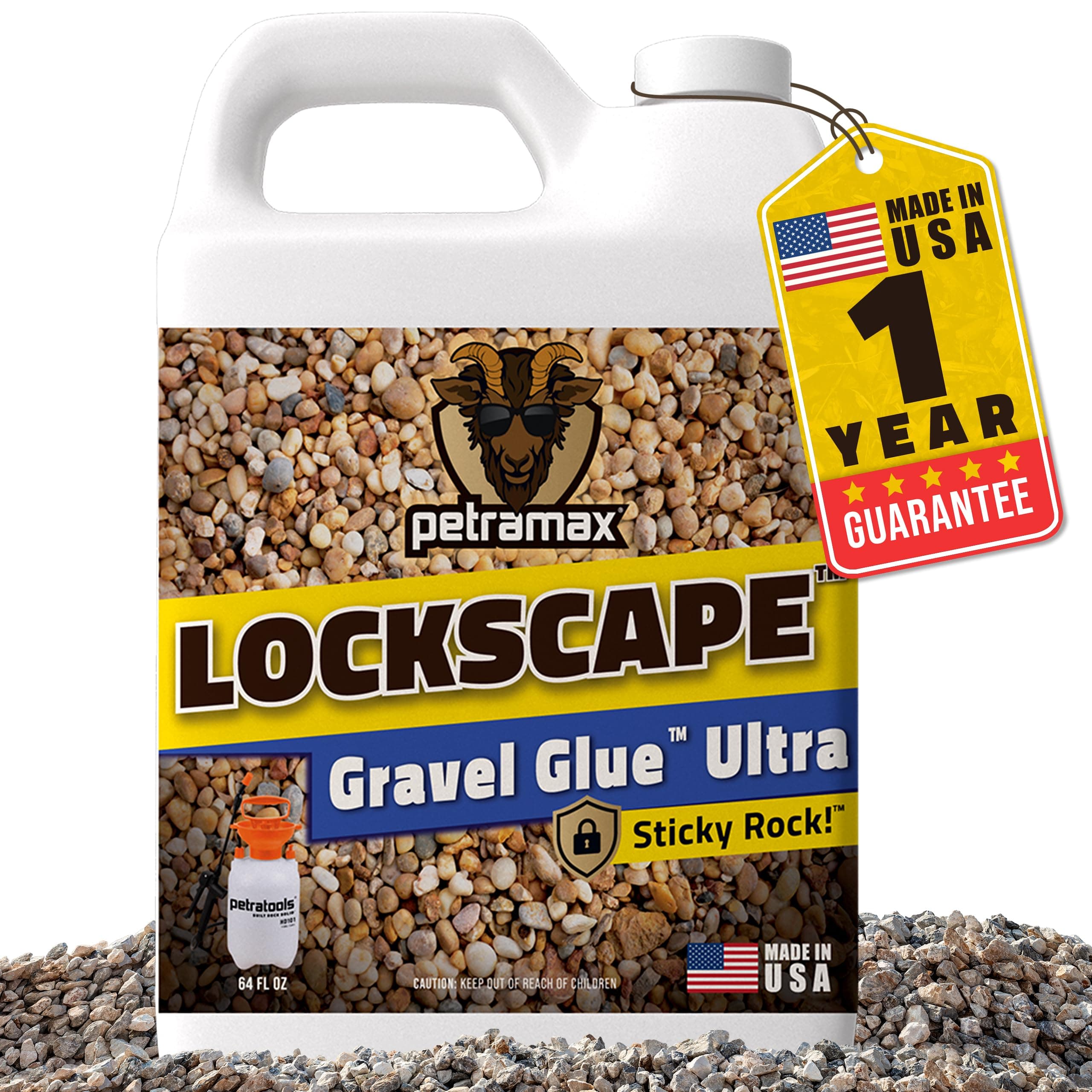 Lockscape Rock Glue for Landscaping (64 Ounce) - Gravel Glue Ultra Super Adhesive, Non-Toxic, Easy to Apply Clear Rock Glue for Landscaping - Decomposed Granite Stabilizer with Extensive Coverage