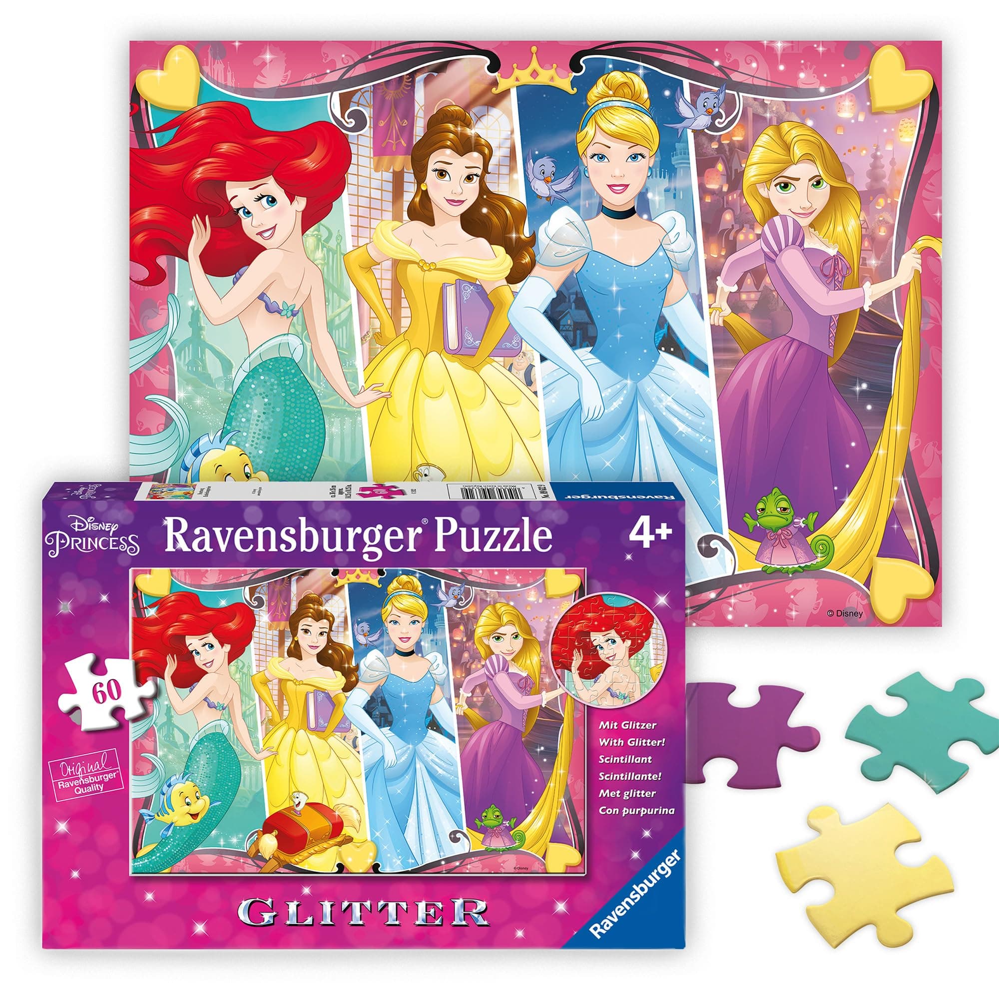 Ravensburger - Disney Princess Heartsong - 60 Piece Jigsaw Puzzle - Bright Colors - Cinderella, Belle, Ariel & More - Larger Pieces - Premium Quality - Ideal Gift - Screen-Free Fun - Children Age 4+