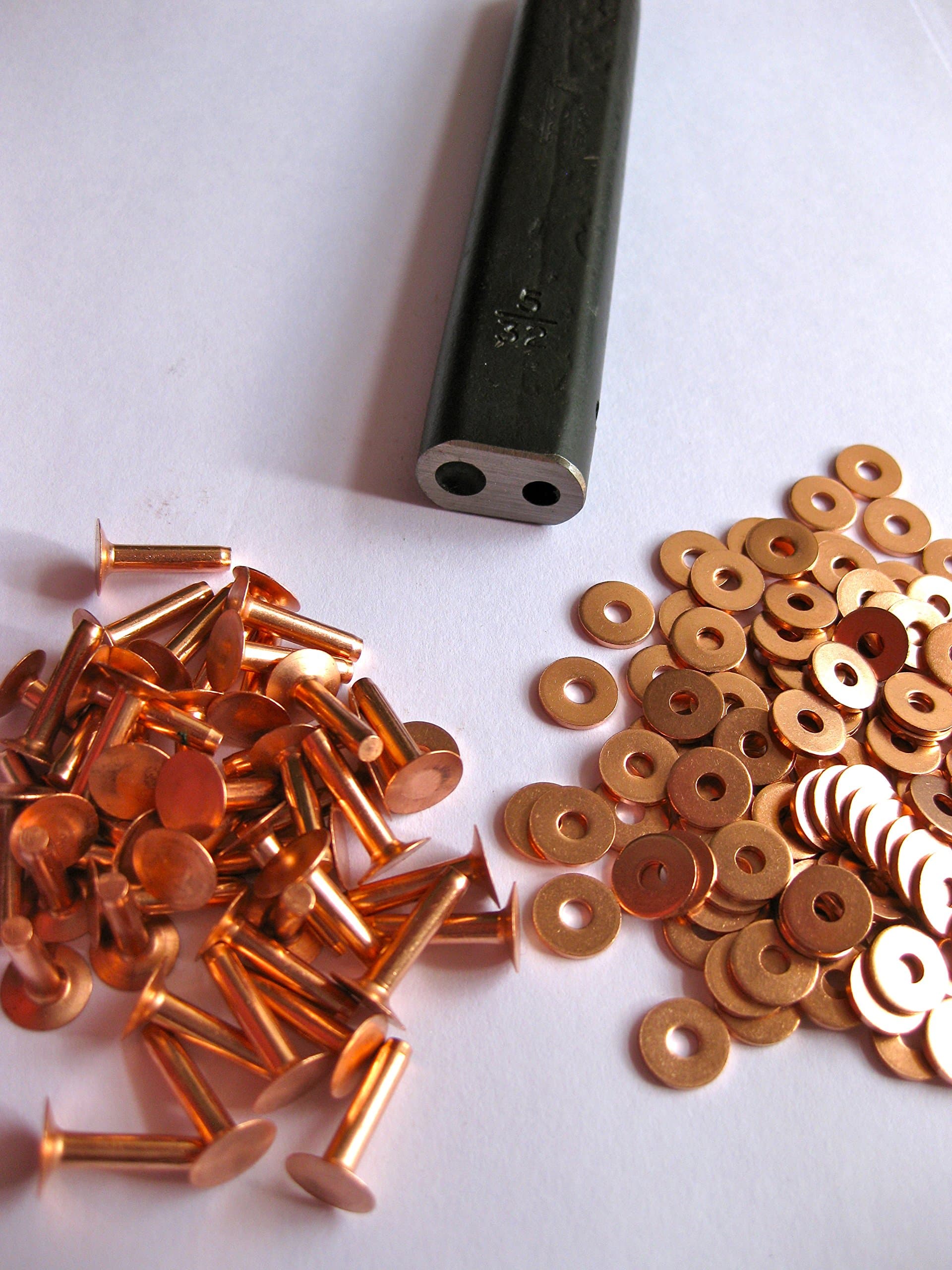 10 Copper Saddler Rivets & Setting Tool 10 Gauge x 1/2 & Washers