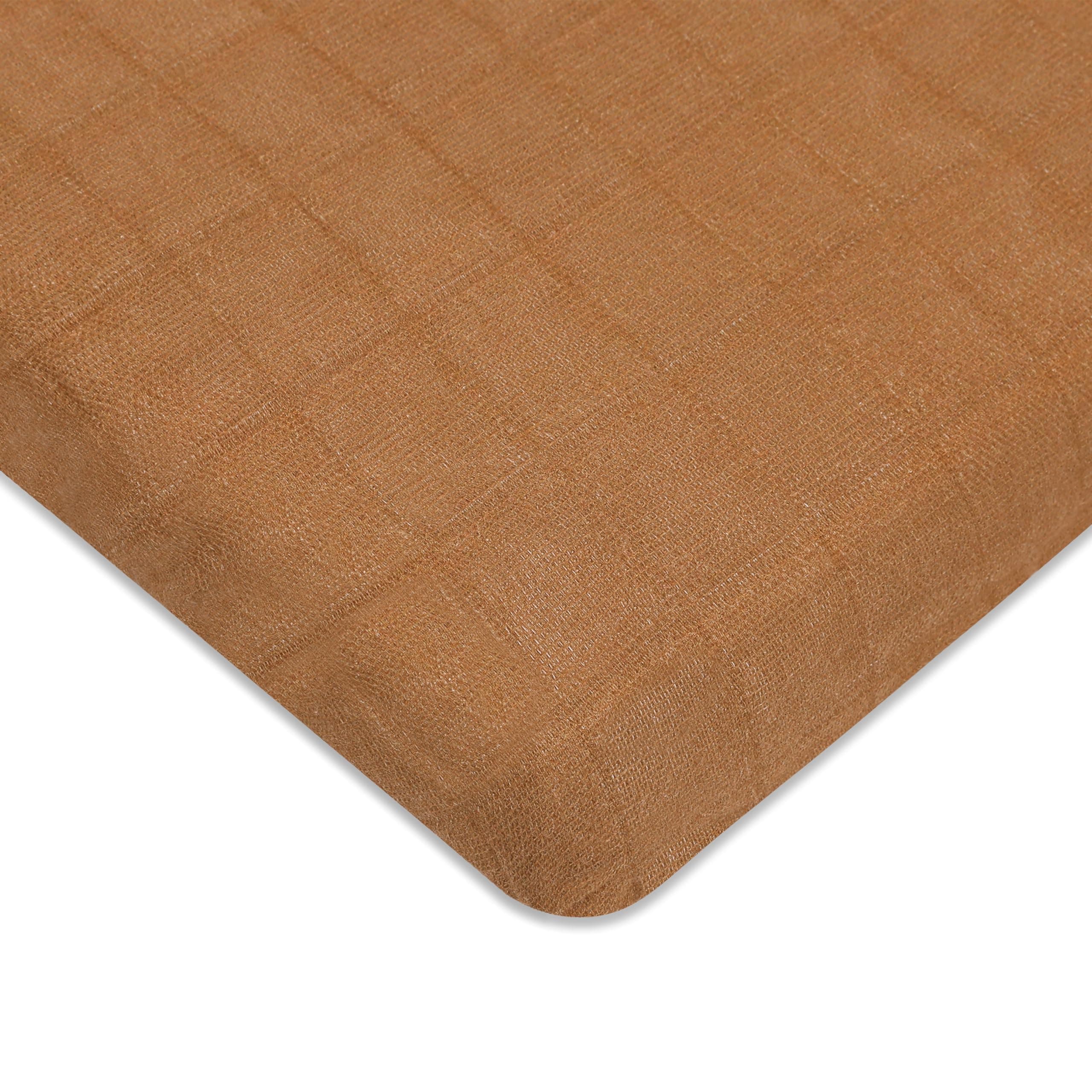Babyletto 100% Organic Cotton All-Stages Midi Crib Sheet, GOTS-Certified, Fitted 360°, Ultra-Soft and Breathable Muslin - Burnt Sienna
