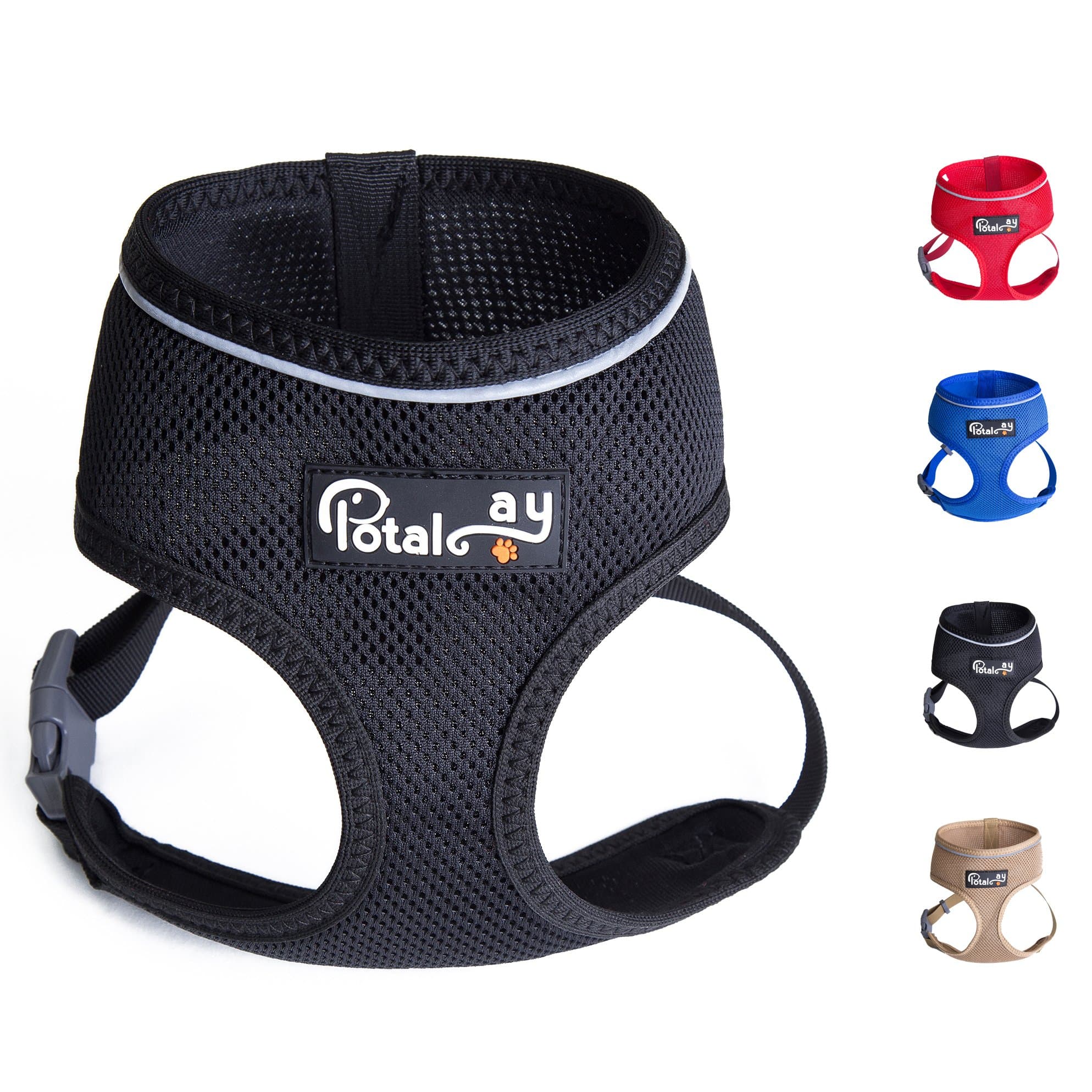 Potalay Maximum Comfort & Control Dog Harness 4-48 lbs; No Pull & No Choke Design, Luxurious Padded Vest, Eco-Friendly, For Puppies and Dogs Black XXL