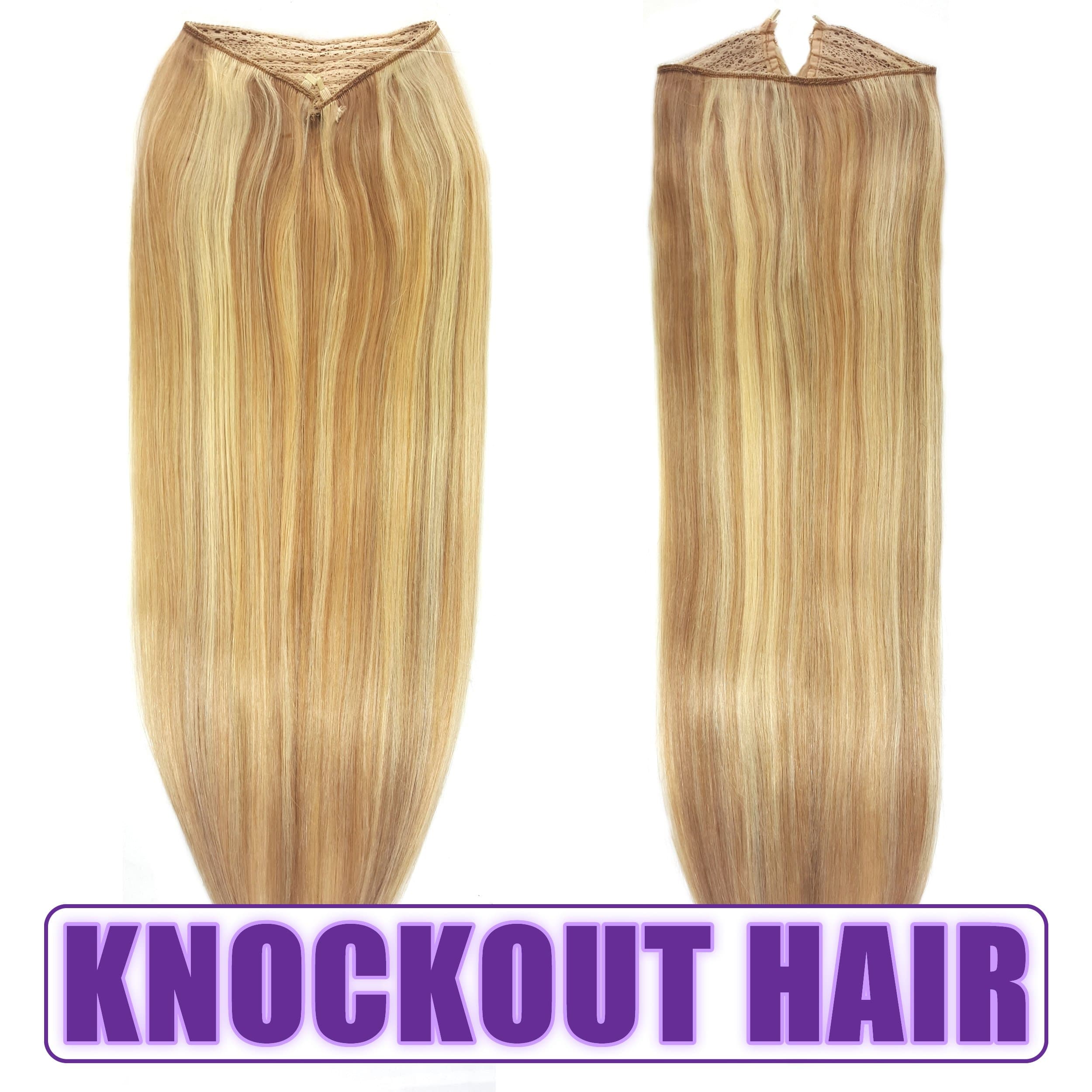 Knockout Hair Fits like a Halo Hair Extensions, 16-Inch, Human, 120 Grams, Darkest Blonde Light Blonde Mix - #12/T-03-16"