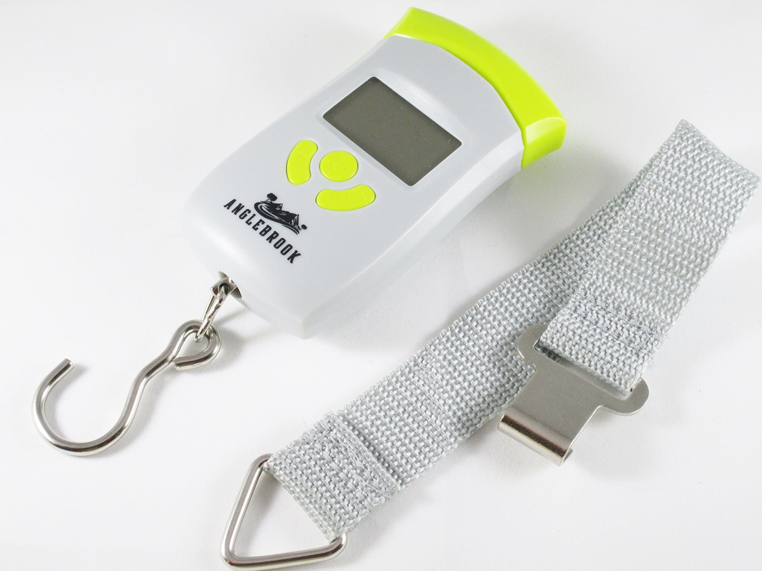 Anglebrook Portable Digital Fishing, Luggage, Shipping Scale. Bright LED- Backlit Display. FREE Bonus Luggage Strap and Batteries Included!