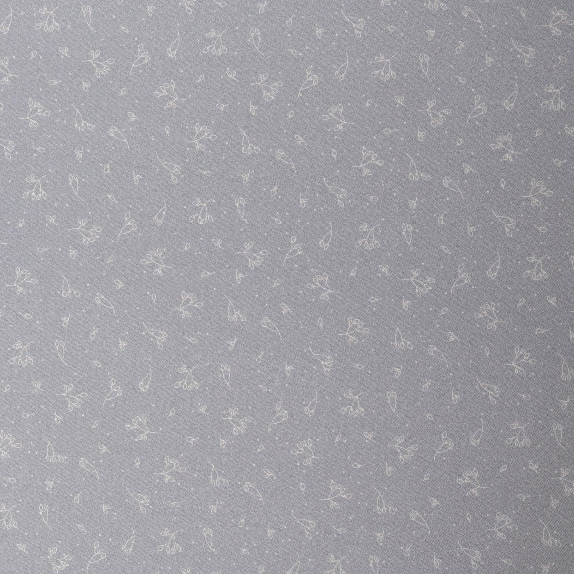 Mook Fabrics Cotton Blenders Leafy Dot, Grey Cut by The Yard