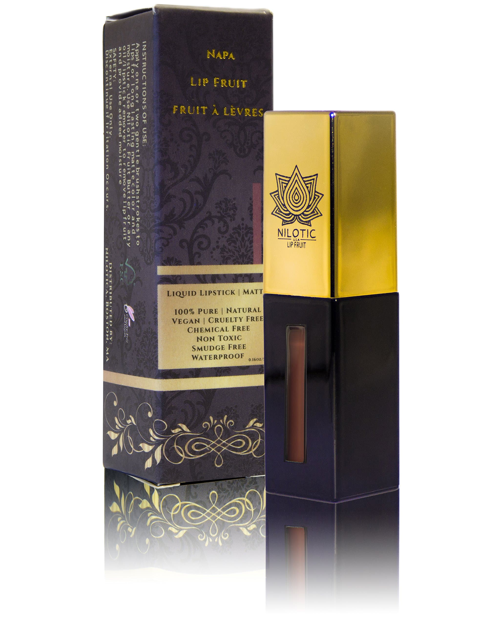 Nilotic NAPA 2018 - Burgundy Brown Lip Fruit - 100% Natural Liquid Lipstick - Waterproof - Smudge Free - Cruelty Free - PETA Vegan - Non Toxic - Made Fruit Butter