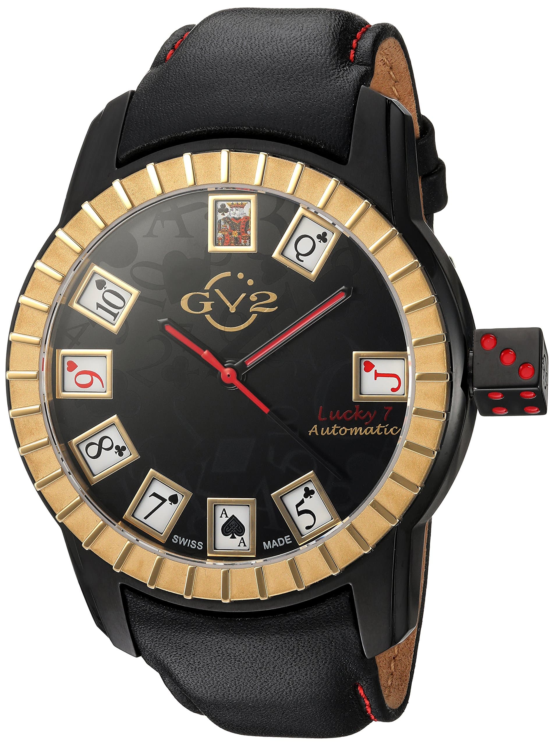 Gevril GV2 Men's 9305 Lucky 7 Analog Display Automatic Self Wind Black Watch