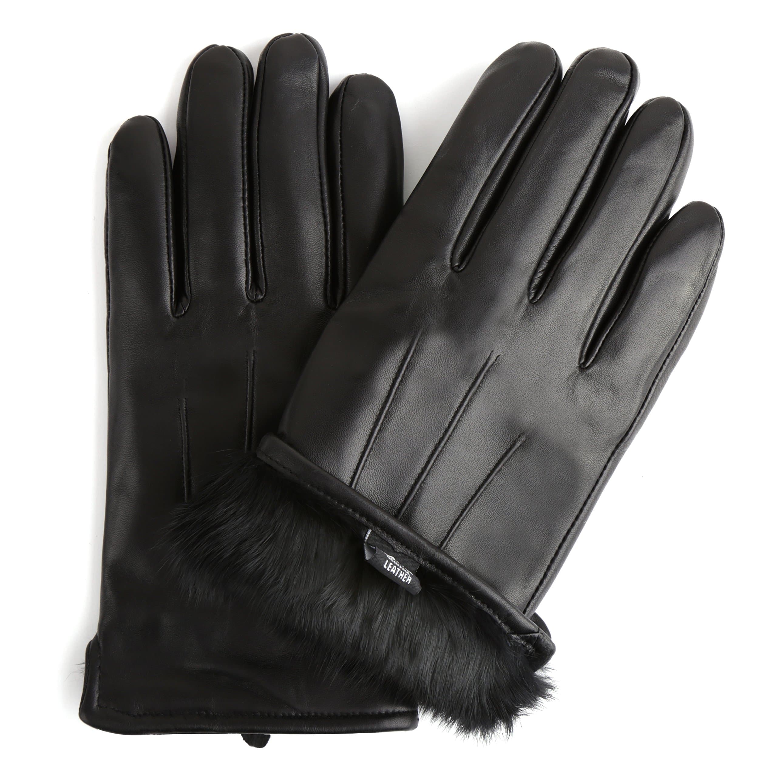 Sandory Men's Luxurious Genuine Leather with Rabbit-Fur Lined Gloves XX-Large Black Fur