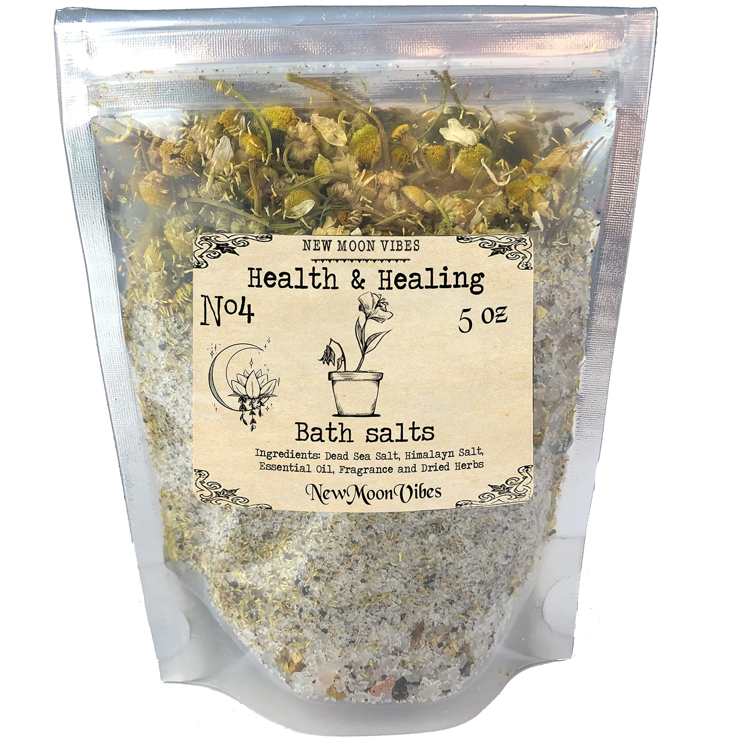 Health and Healing Essential Oils Herbal Spell Ritual Bath Salts with Real Herbs Botanicals Infused Manifest Heal Broken Heart Grief Mental Stress Relief Courage Peace of Mind