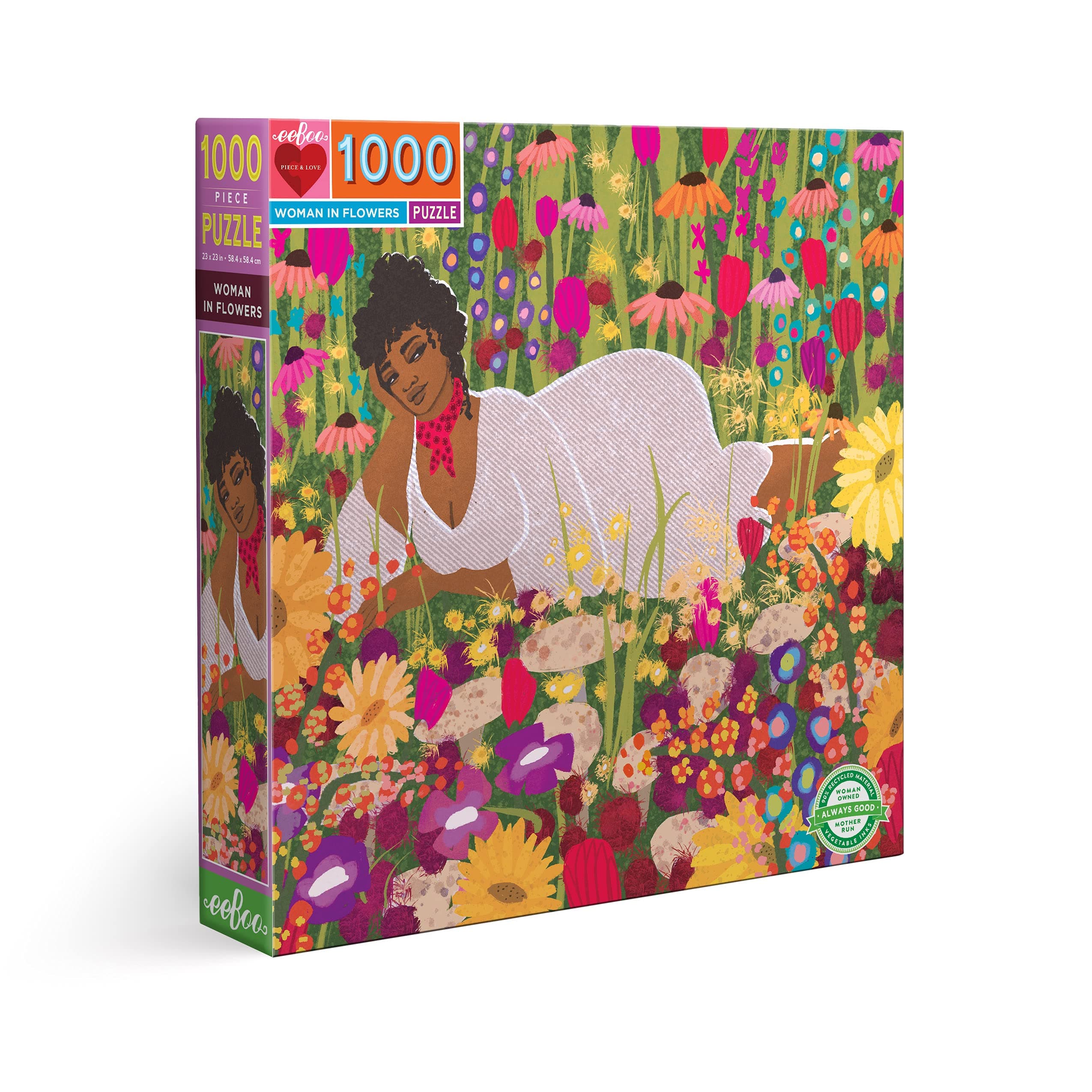 Piece and Love Woman in Flowers 1000 Piece Square Jigsaw Puzzle, Multi, 1 ea (PZTWFL)