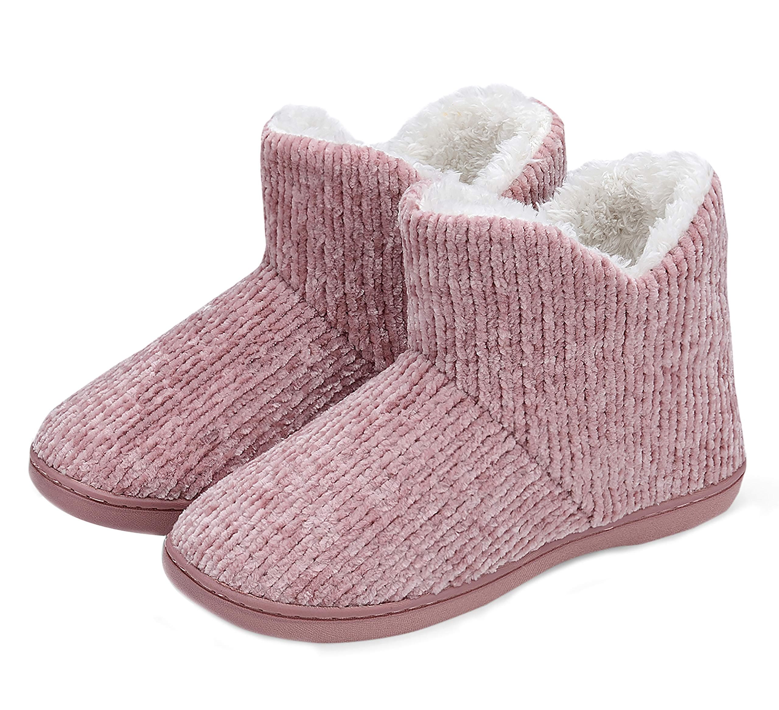 TUOBUQU Women Warm Bootie Slippers Fluffy Plush Indoor Outdoor Winter Booty Slippers