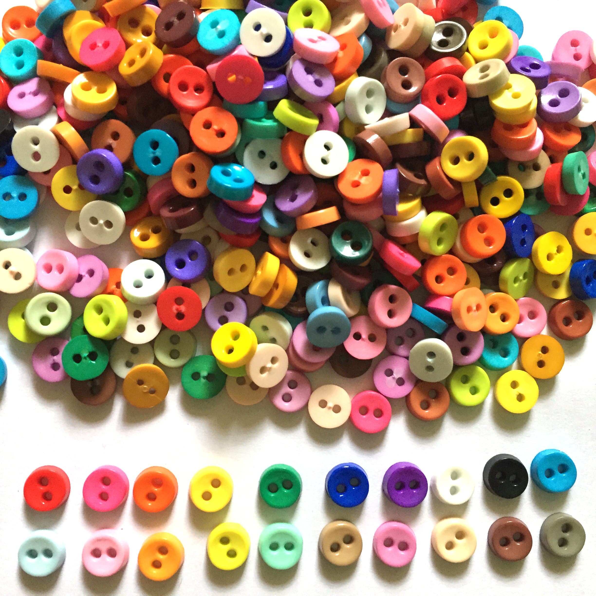 Little Dream100 Pcs Tiny Button, Micro Button 2hole Size 6 Mm Assorted Color