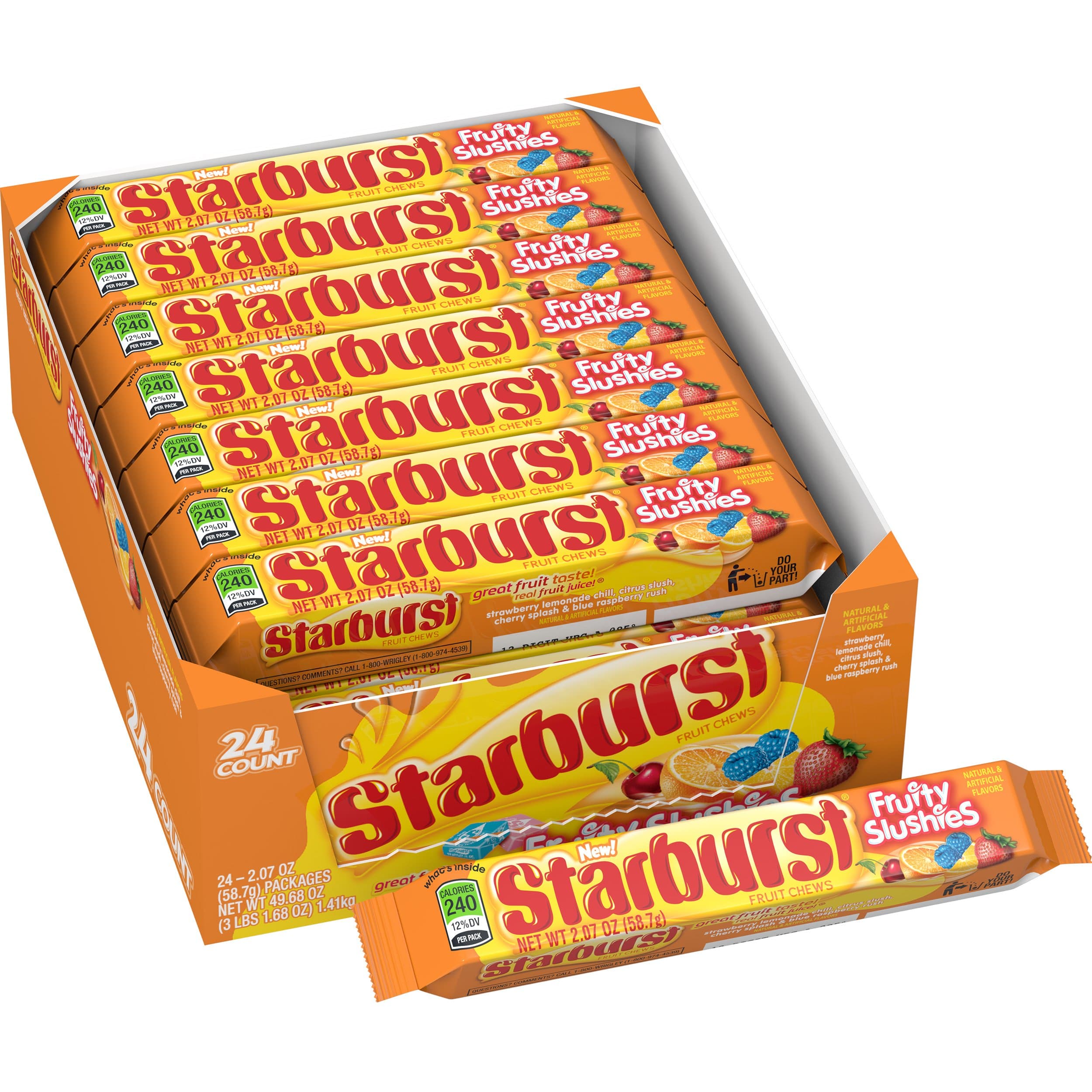 Starburst Fruity Slushies Fruit Chews Candy, 2.07-ounce (24 Single Packs)