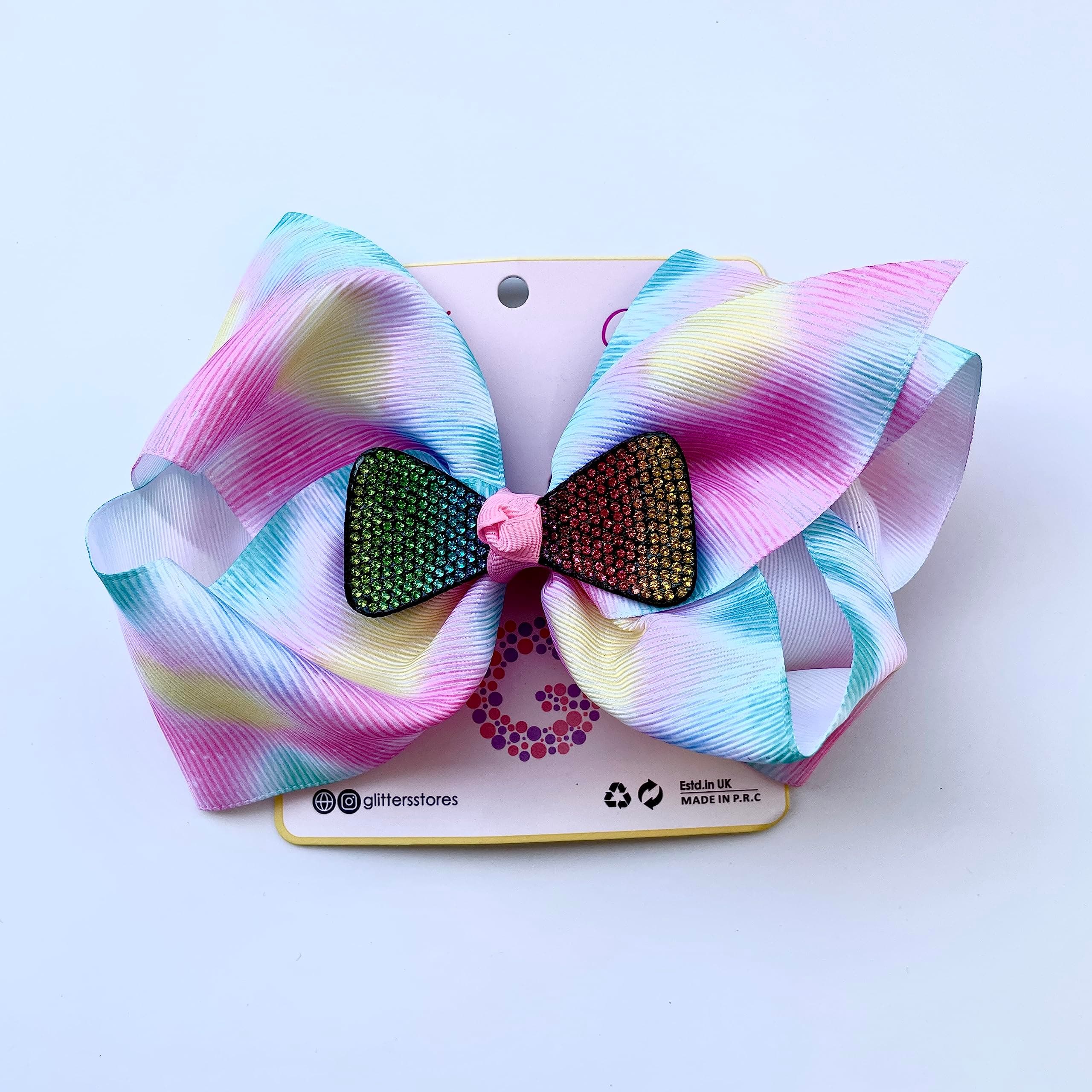 GLITTERS® Trendy and Stylish Colourful Rainbow Dreams Big Bow Alligator Hair Clip for Girls & Women
