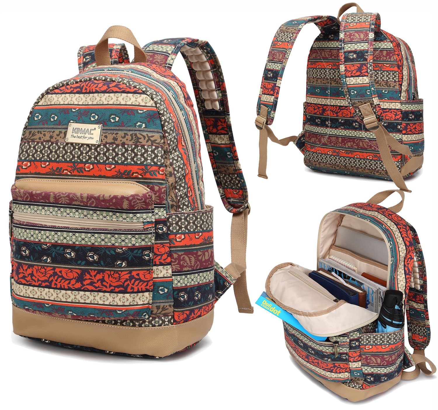 Kinmac New Bohemian Laptop Backpack with Massage Cushioned Straps