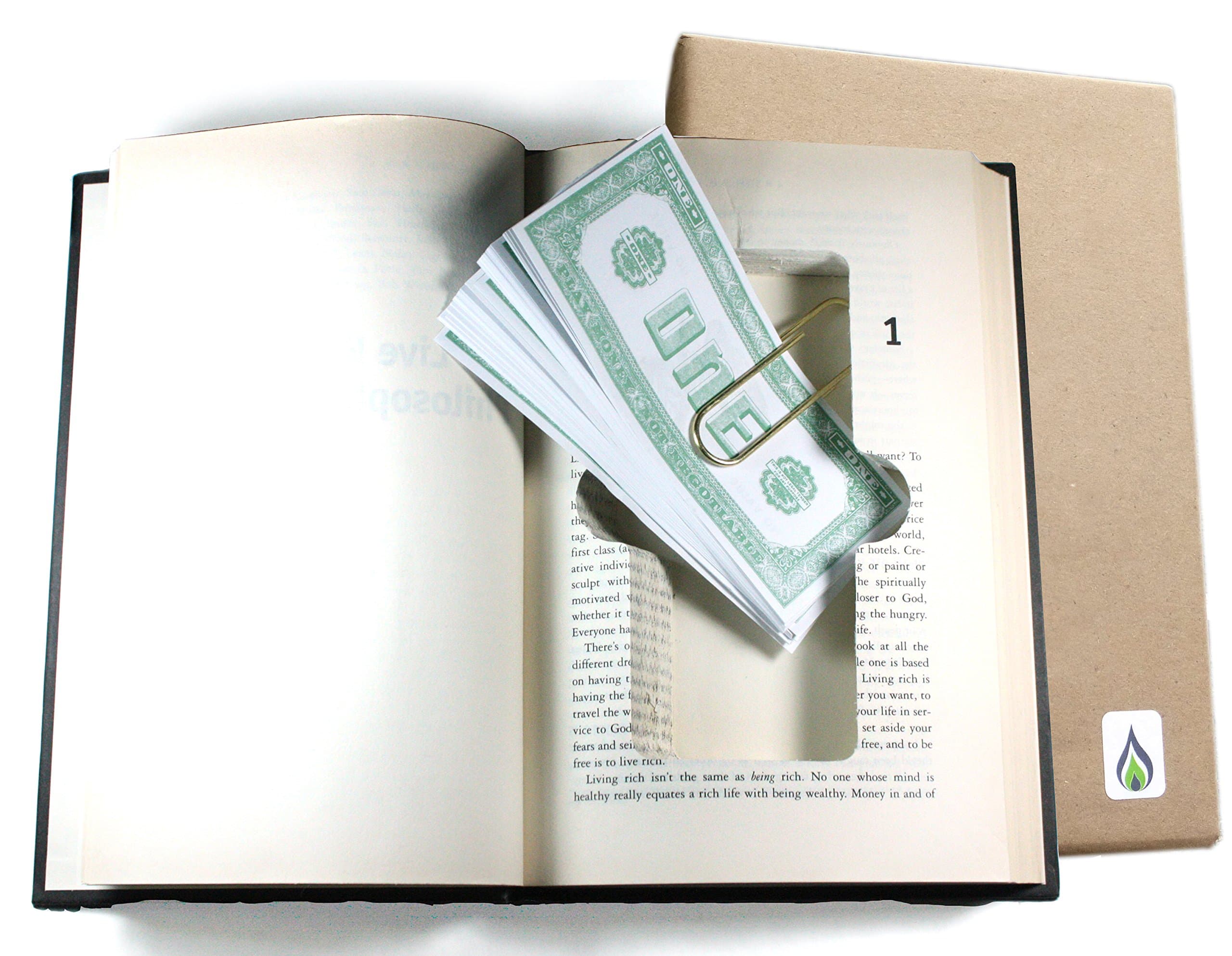 Recycled Hollow Book Money Diversion Safe (Money Clip Included)