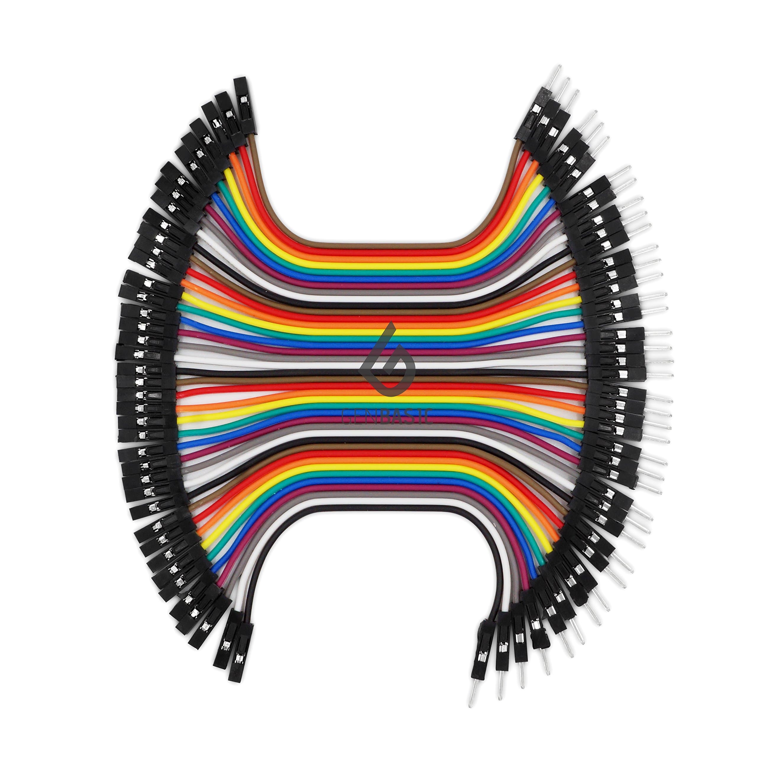 40 Piece Male to Female 4 Inch Solderless Ribbon Dupont-Compatible Jumper Wires for Breadboard Prototyping