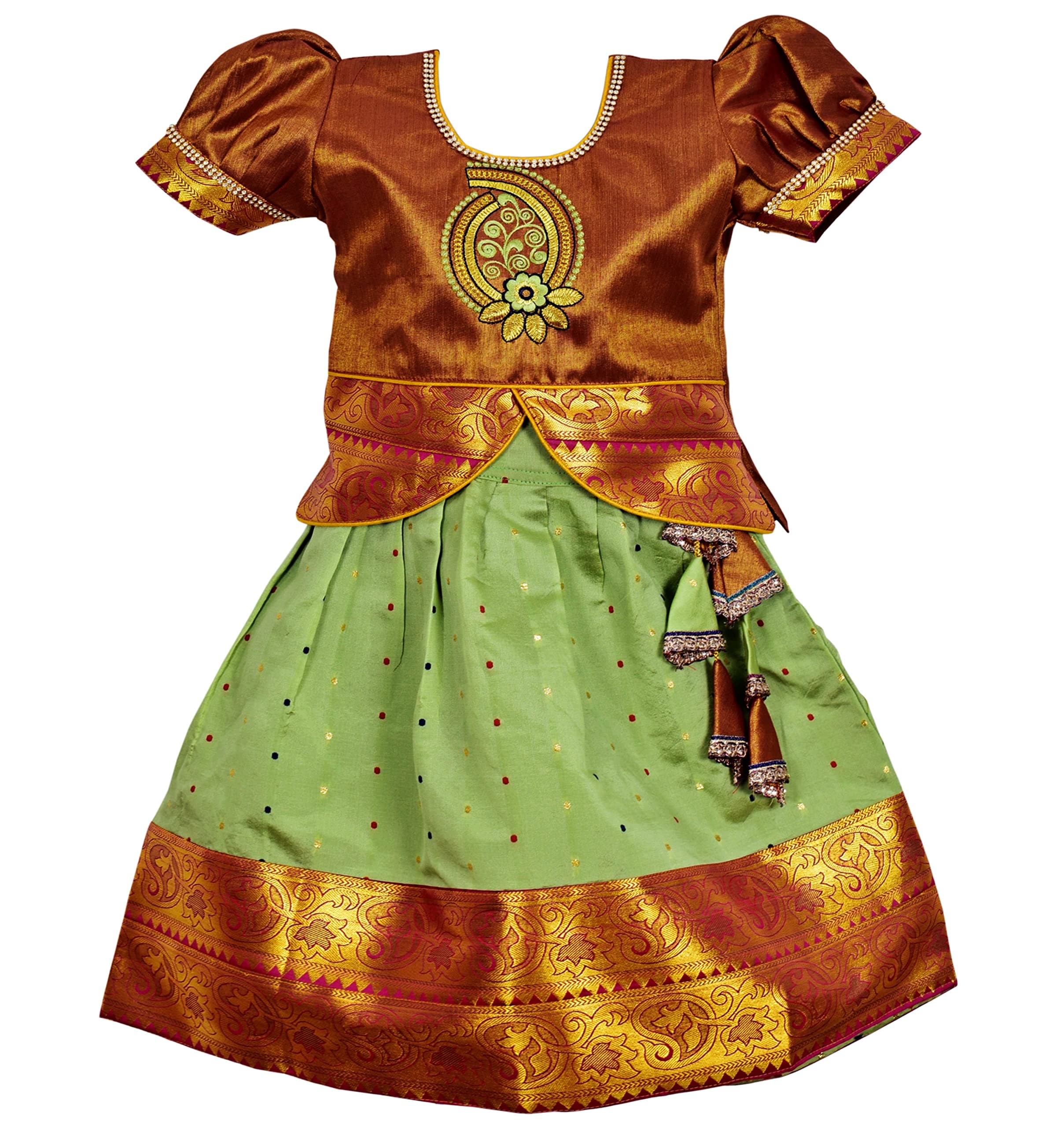 Girls Readymade Lehenga Choli PATTU PAVADAI Latest Pattu Langa(Maroon)