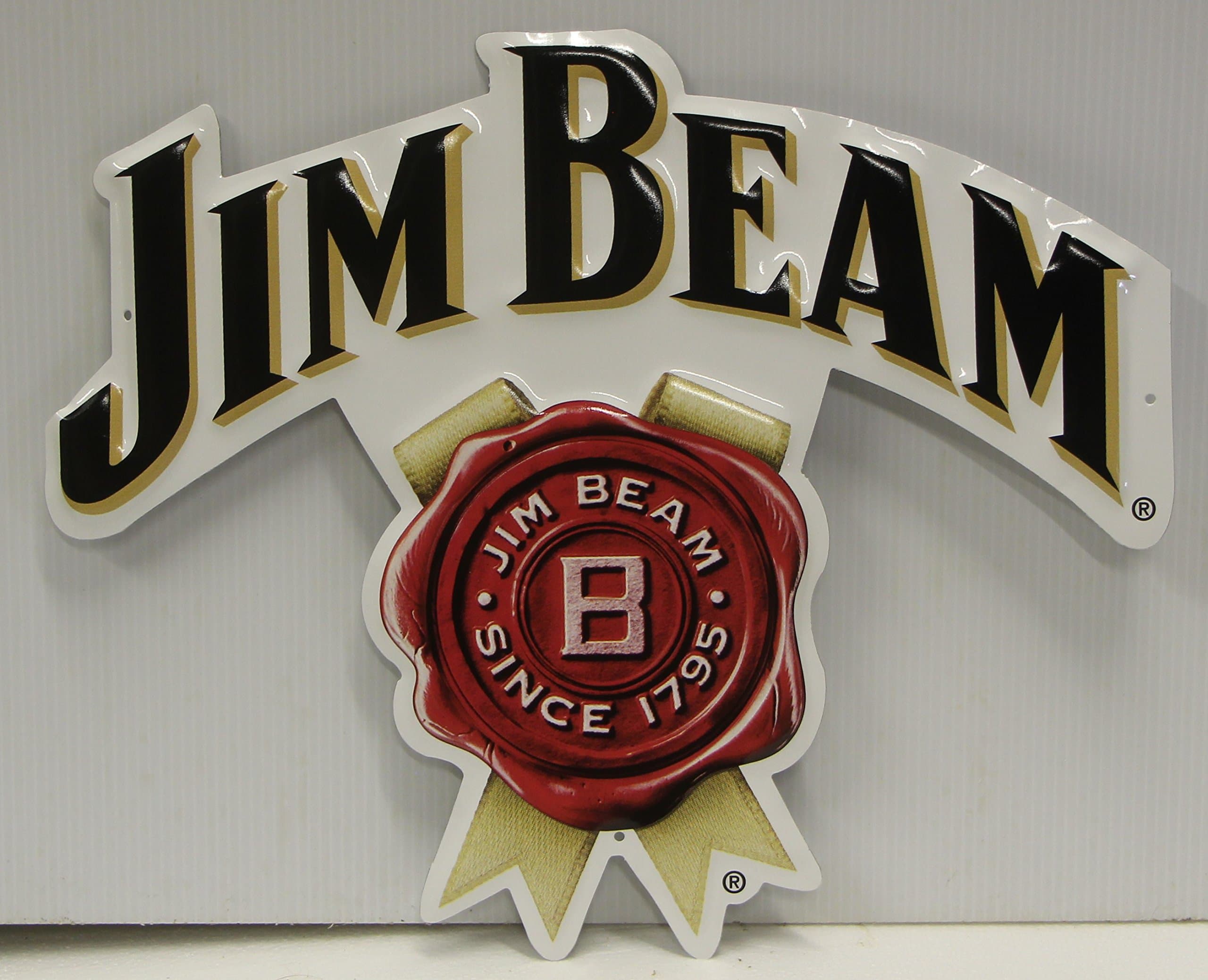 Jim Beam Whiskey die cut Logo Metal Sign Kentucky straight bourbon whiskey embossed logo sign