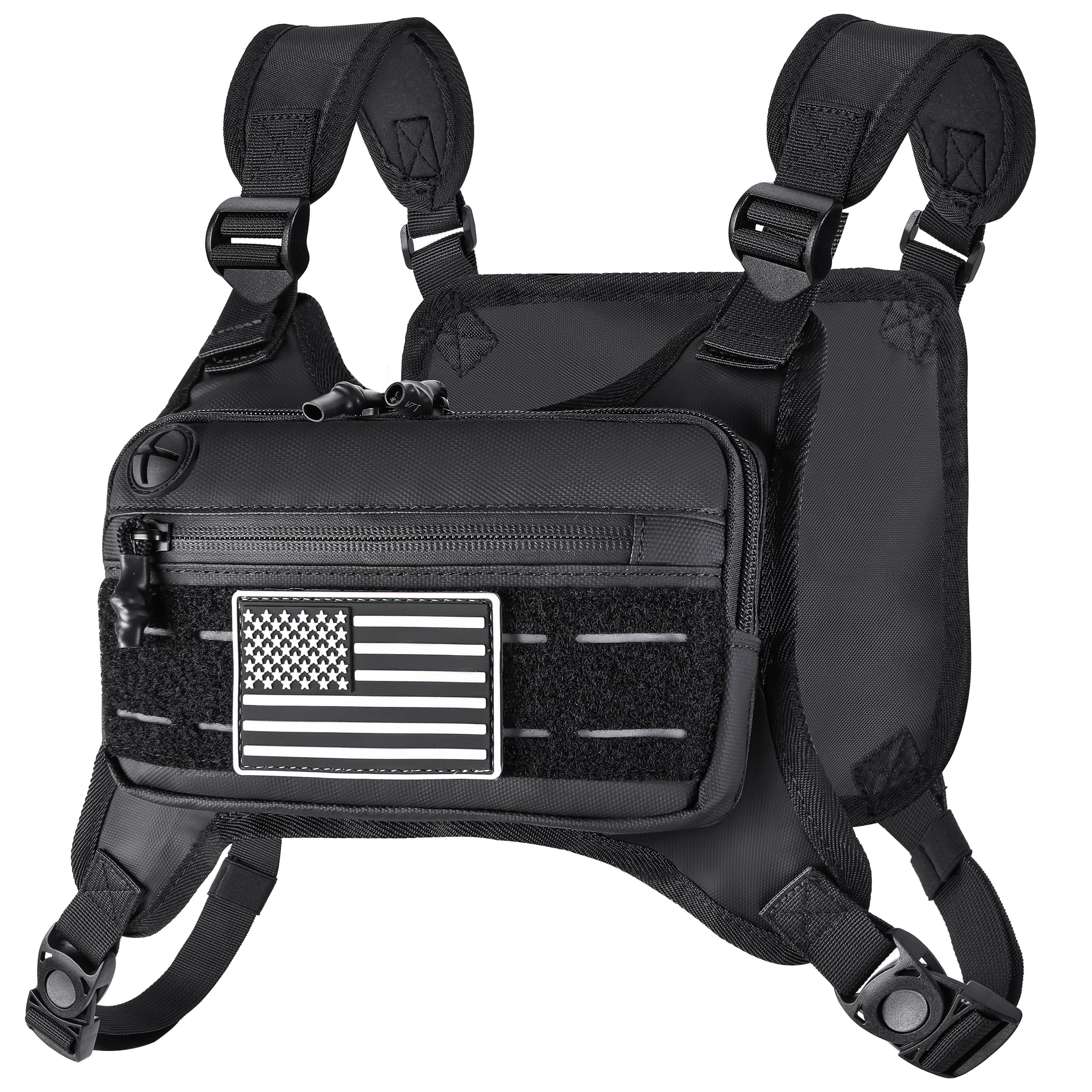 MOZETO Running Vest for Men with Reflective Back, Water Resistant Running Chest Pack For Workouts, Sports Phone Holder With Extra Storage, Lightweight Chest Bag