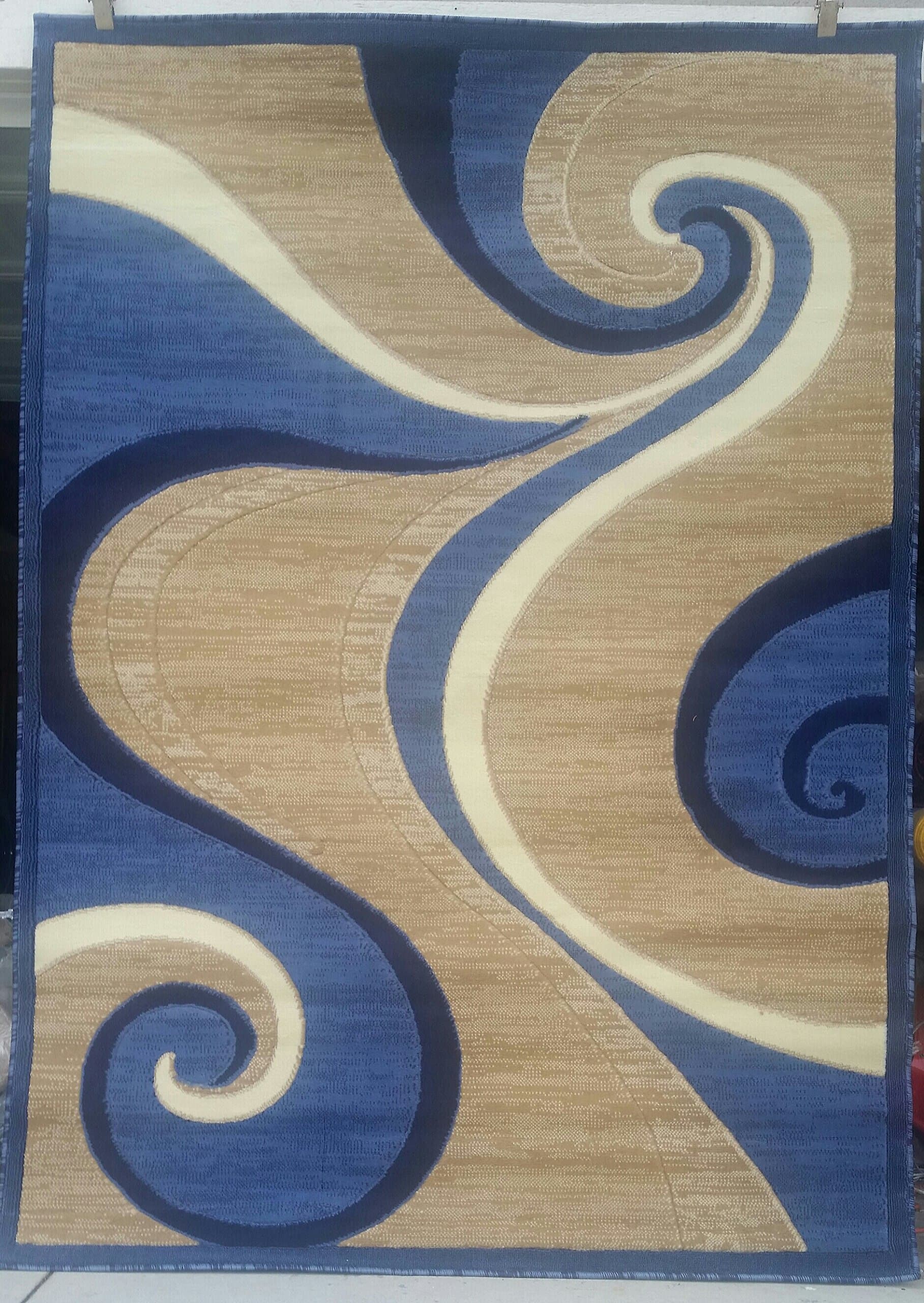 Carpet Kings Modern Area Rug Blue Swirl Design #144 (5ft.3in.X7ft2in.)