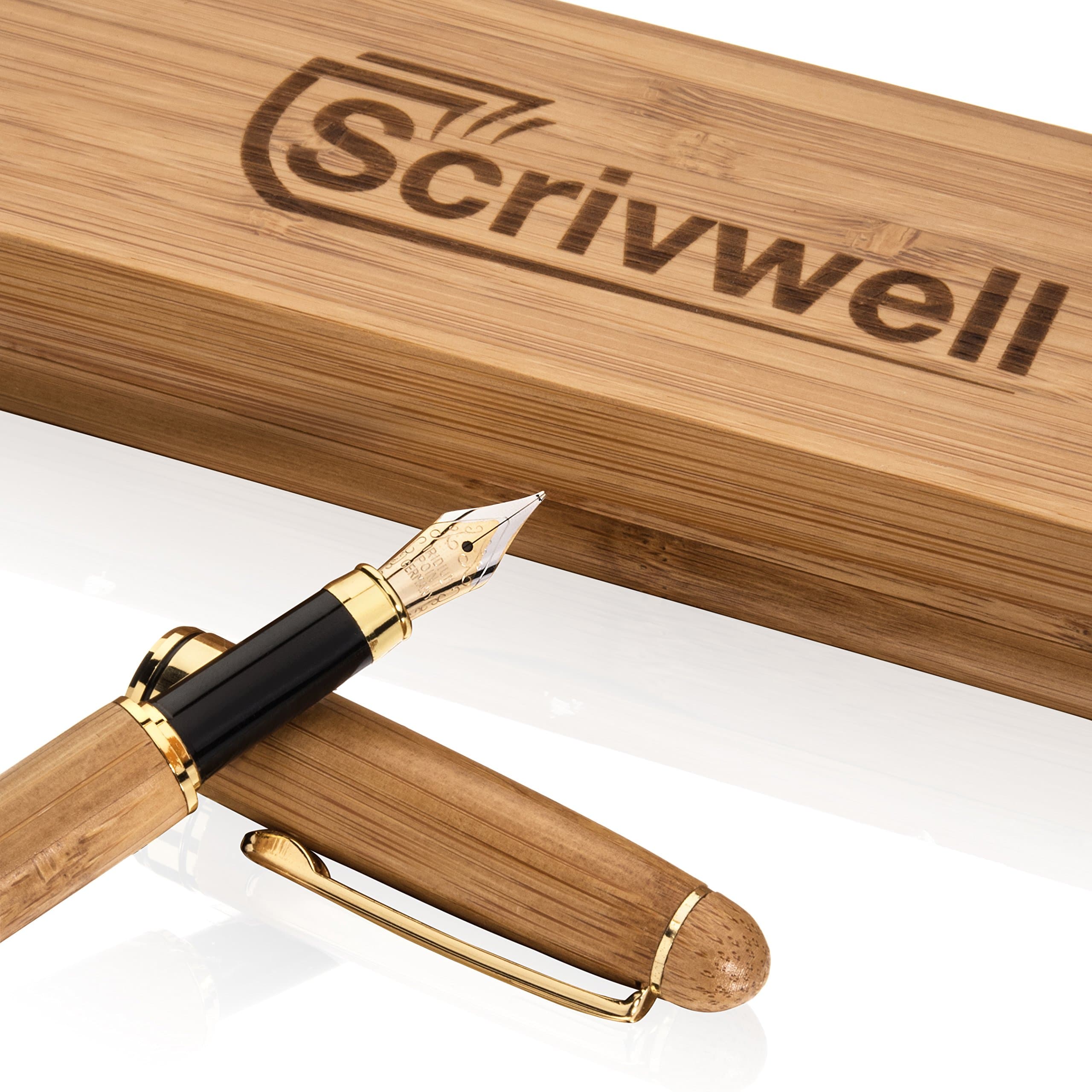 Scrivwell Classic Executive Fountain Pen with Writing Set Case – Includes Twist Ink Refill Converter, Gold Medium Nib, and cartridge compatible