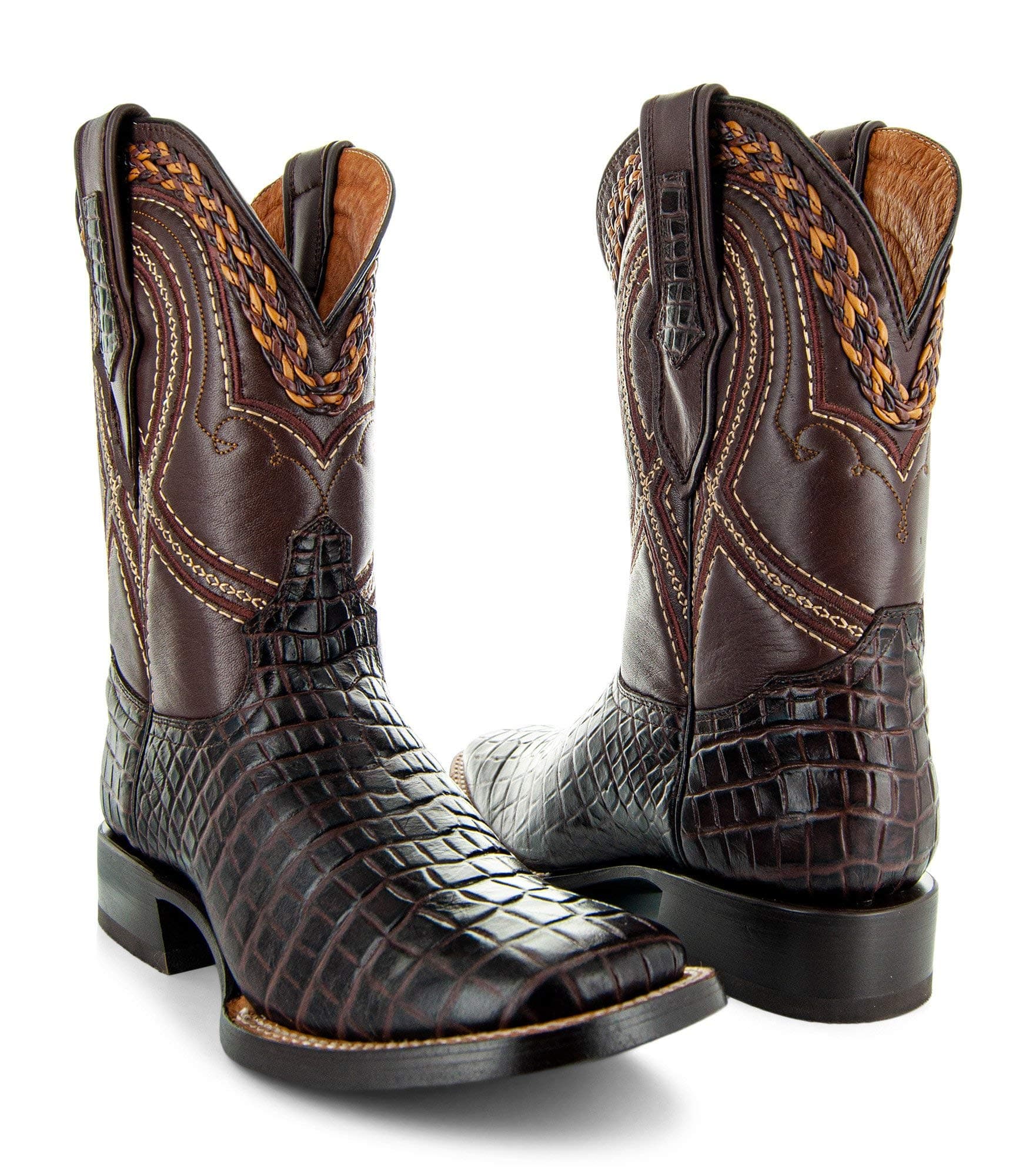 Men's Square Toe Caiman Print Cowboy Boots H7005