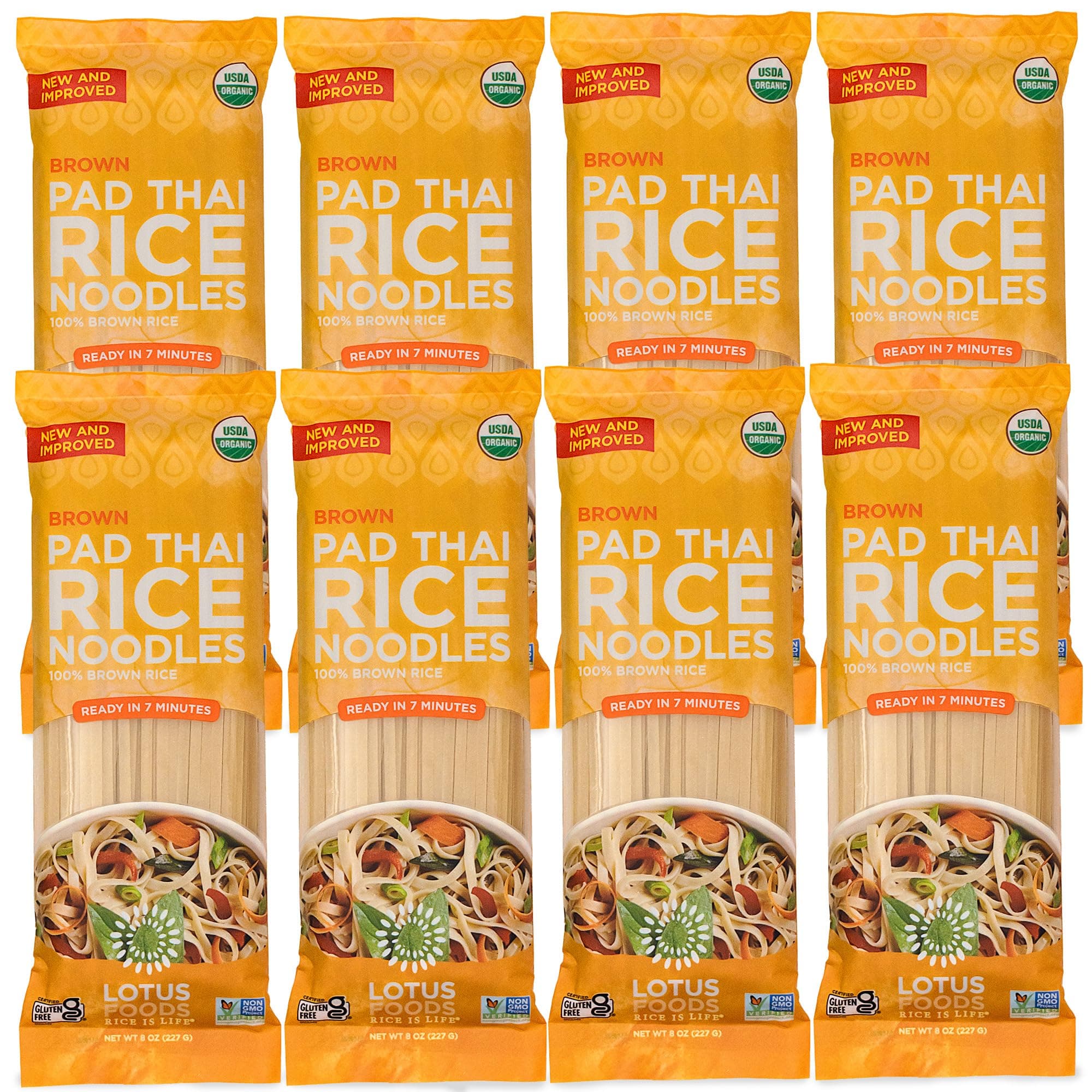 Lotus Foods Organic Brown Pad Thai Rice Noodles (PACK OF 8)
