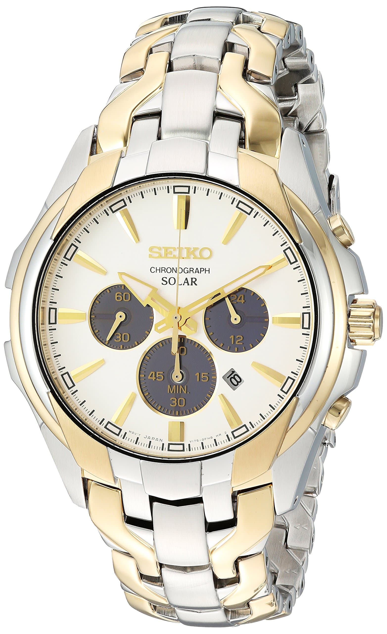 Seiko Men's Core 43mm Two Tone Steel Bracelet Steel Case Solar Watch SSC634