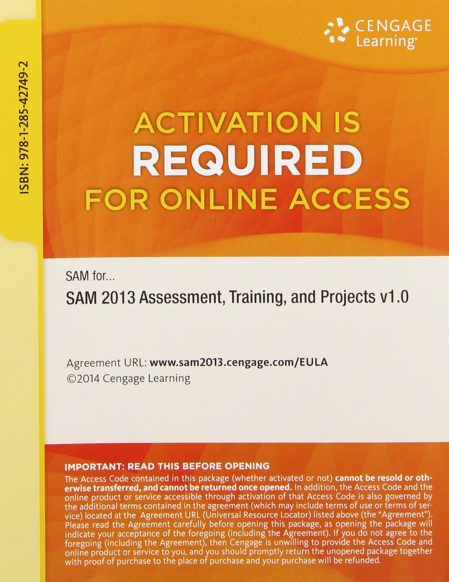 SAM 2013 Assessment, Training, and Projects v1.0 Printed Access Card