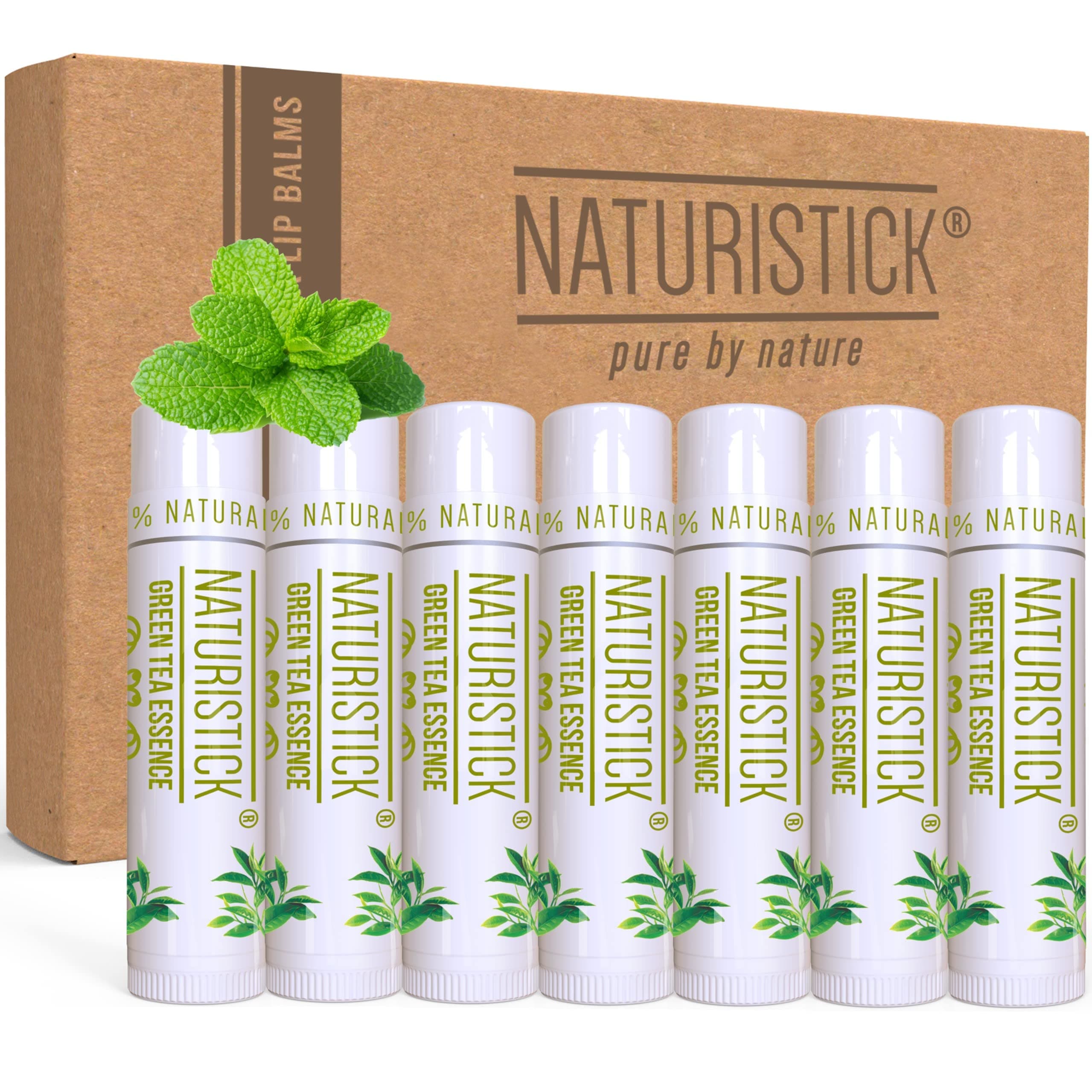 Natural Beeswax Lip Balm 7-Pack | Green Tea | Standard 0.15 oz Tubes