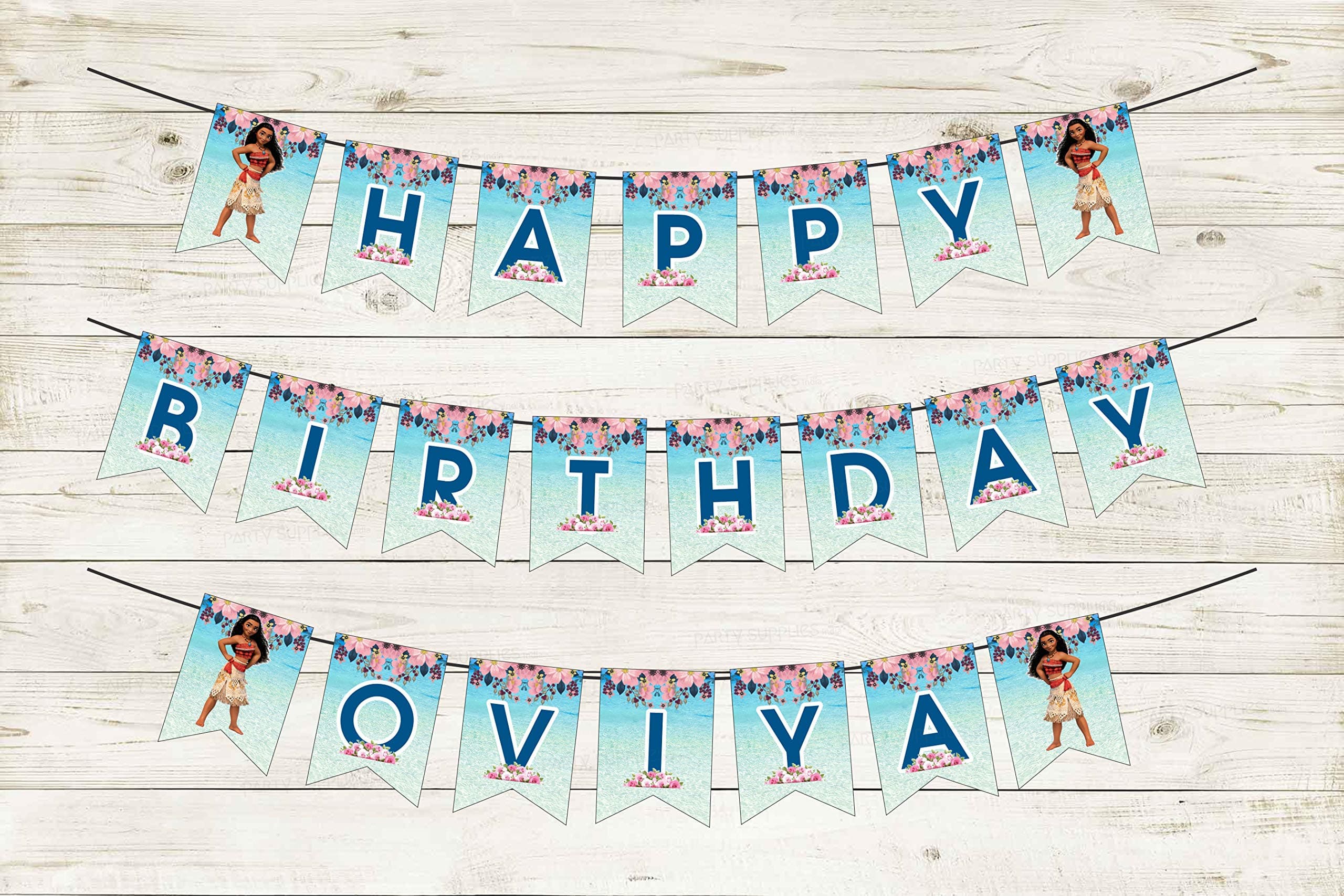 Party Supplies India™ Moana theme Happy Birthday Bunting/Home Room Decor