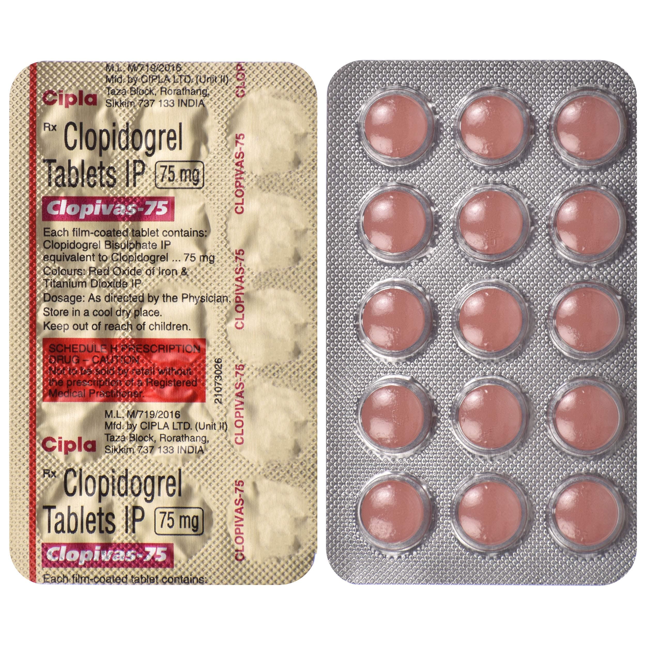 Clopivas-75 - Strip of 15 Tablets