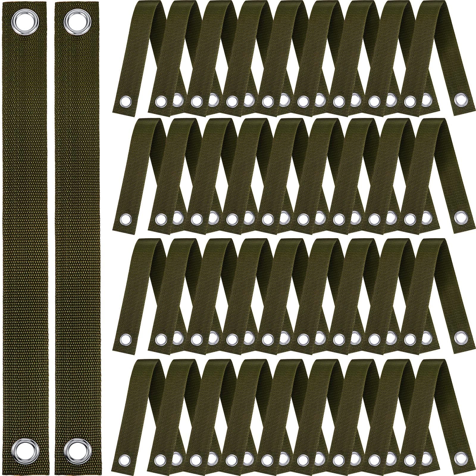 48 Pcs Tree Support Straps for Staking, Tree Ties for Guying Staking Newly Planted Sapling Straight and Hurricane Protection, Heavy Duty Stake Straps for Straightening(Army Green)