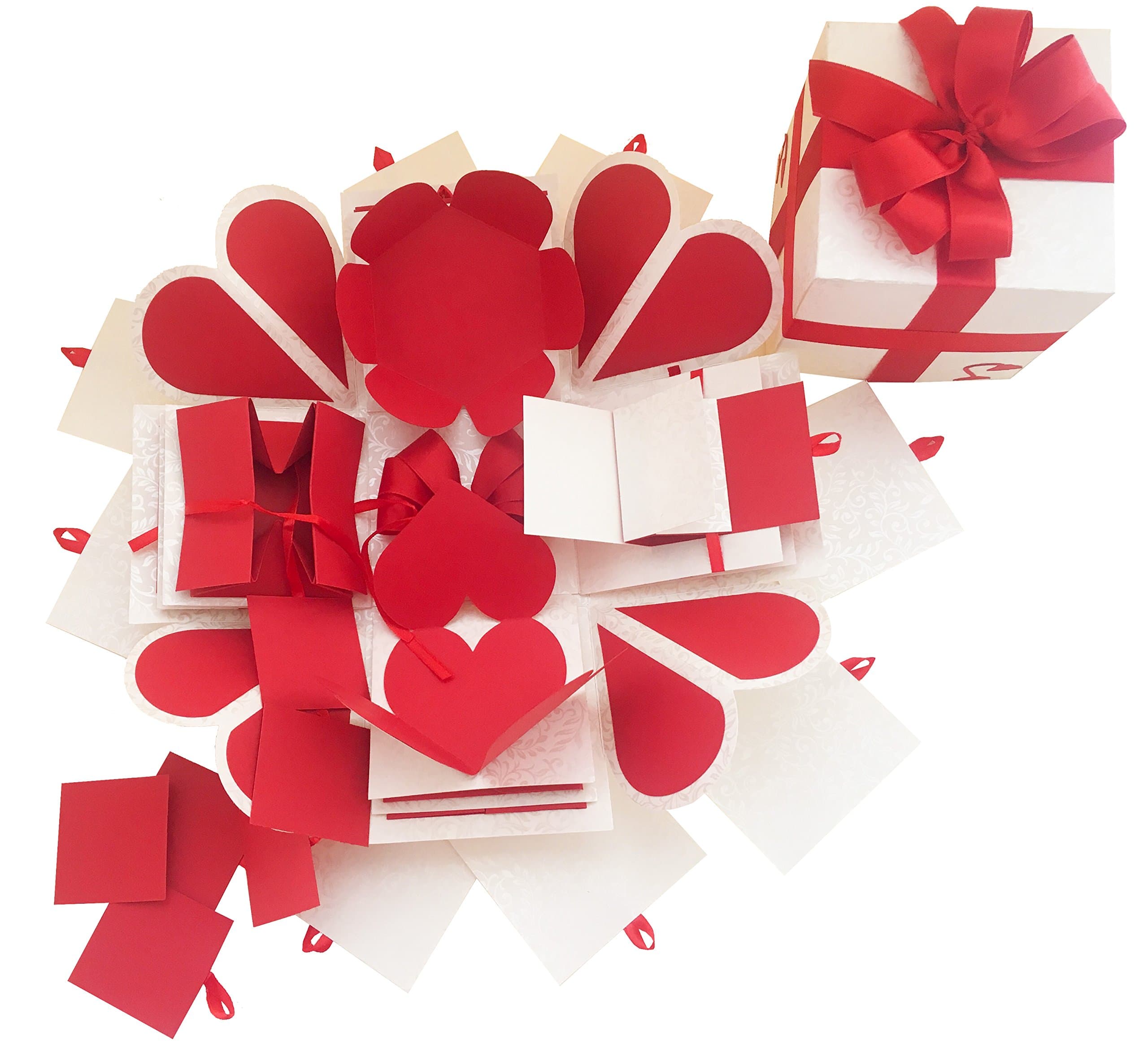 Crack of Dawn Crafts 5 Layered Romantic Heart Explosive Box - Red Love (5 Layers)