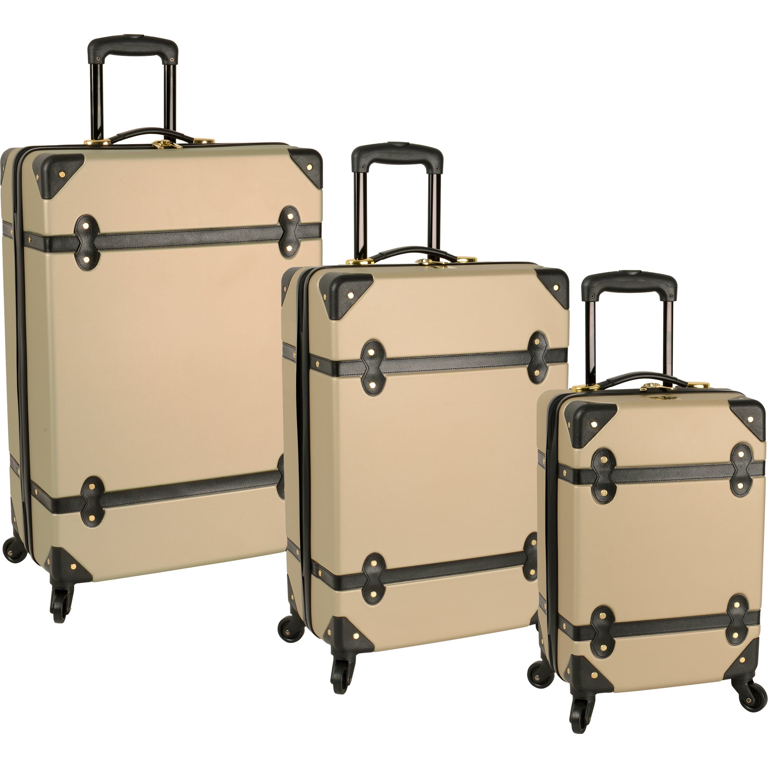 Diane Von Furstenberg Saluti 3 Piece Hardside Set, Champagne/Black, One Size