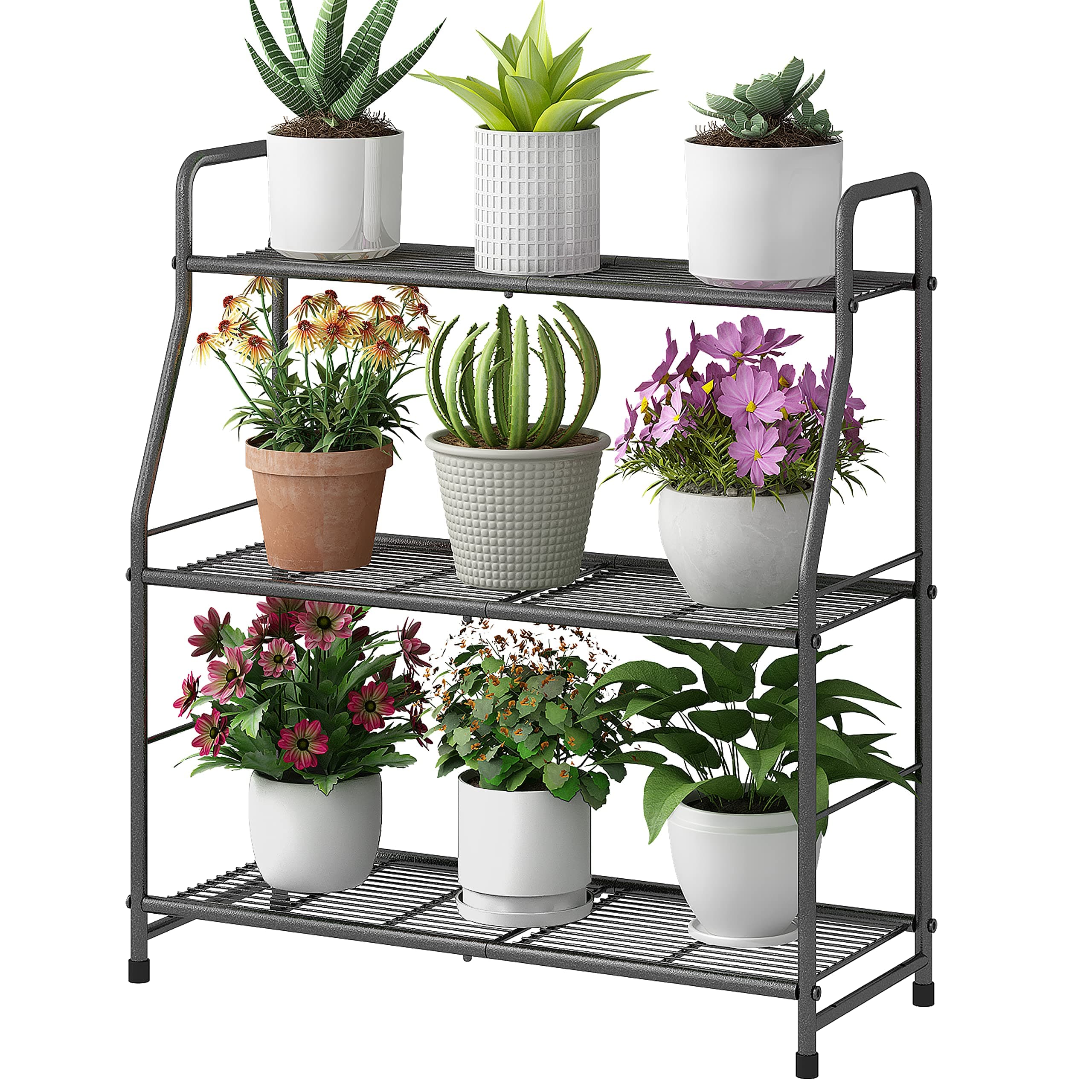Simple Trending Plant Stand Outdoor Indoor 3 Tier Metal Waterproof Plant Shelf for Living Room Balcony Garden
