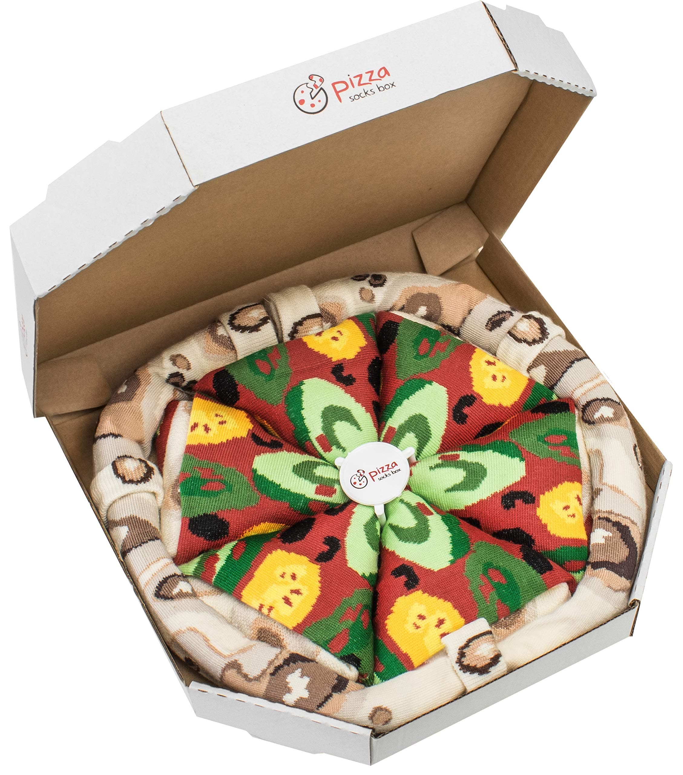 Rainbow Socks - Man Woman Pizza Socks Box Vegetarian - 4 Pairs