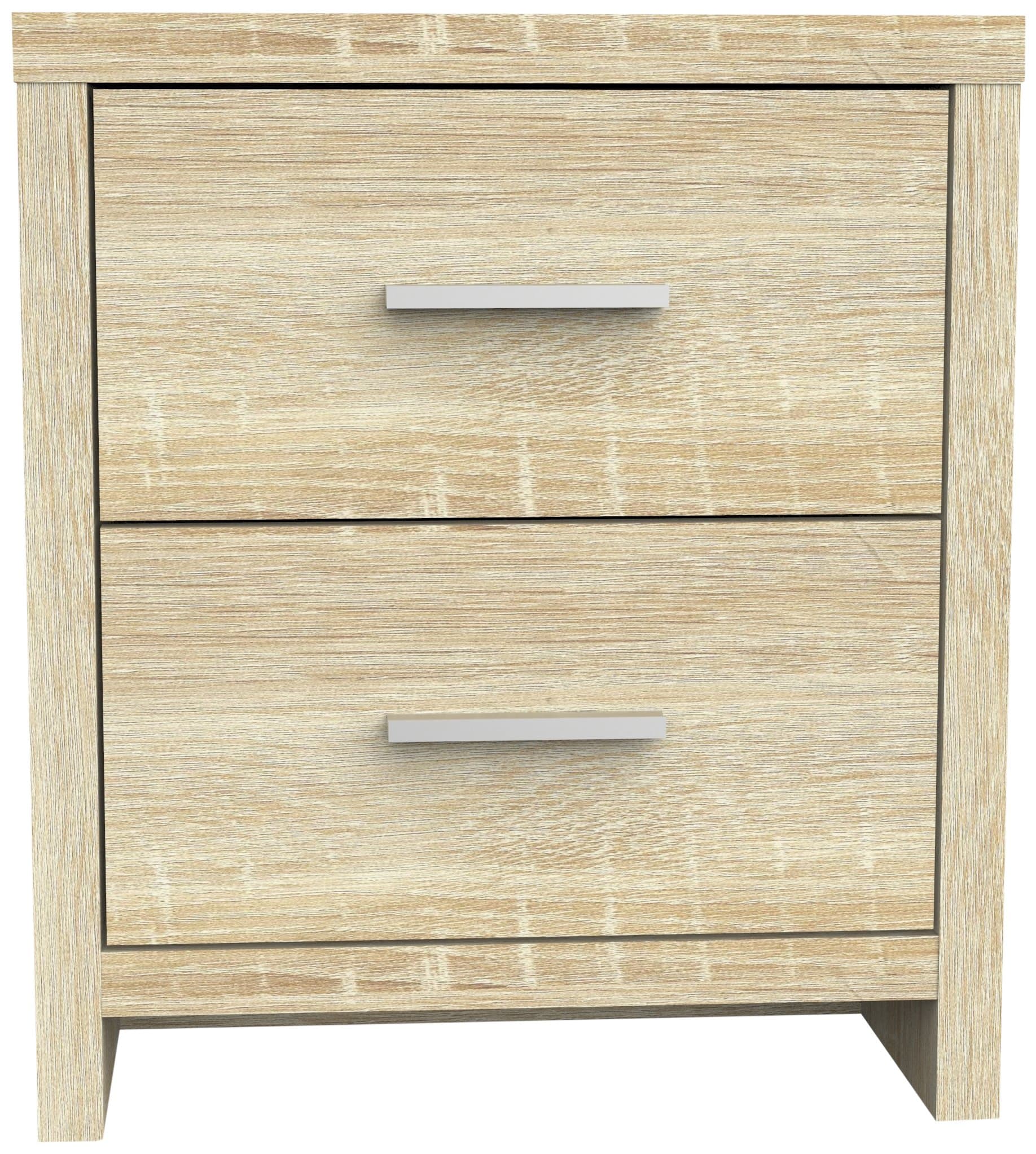 Furniture 247 2-Drawer Bedside Table/Night Stand, 46 x 39 x 52cm, Natural Oak-Effect