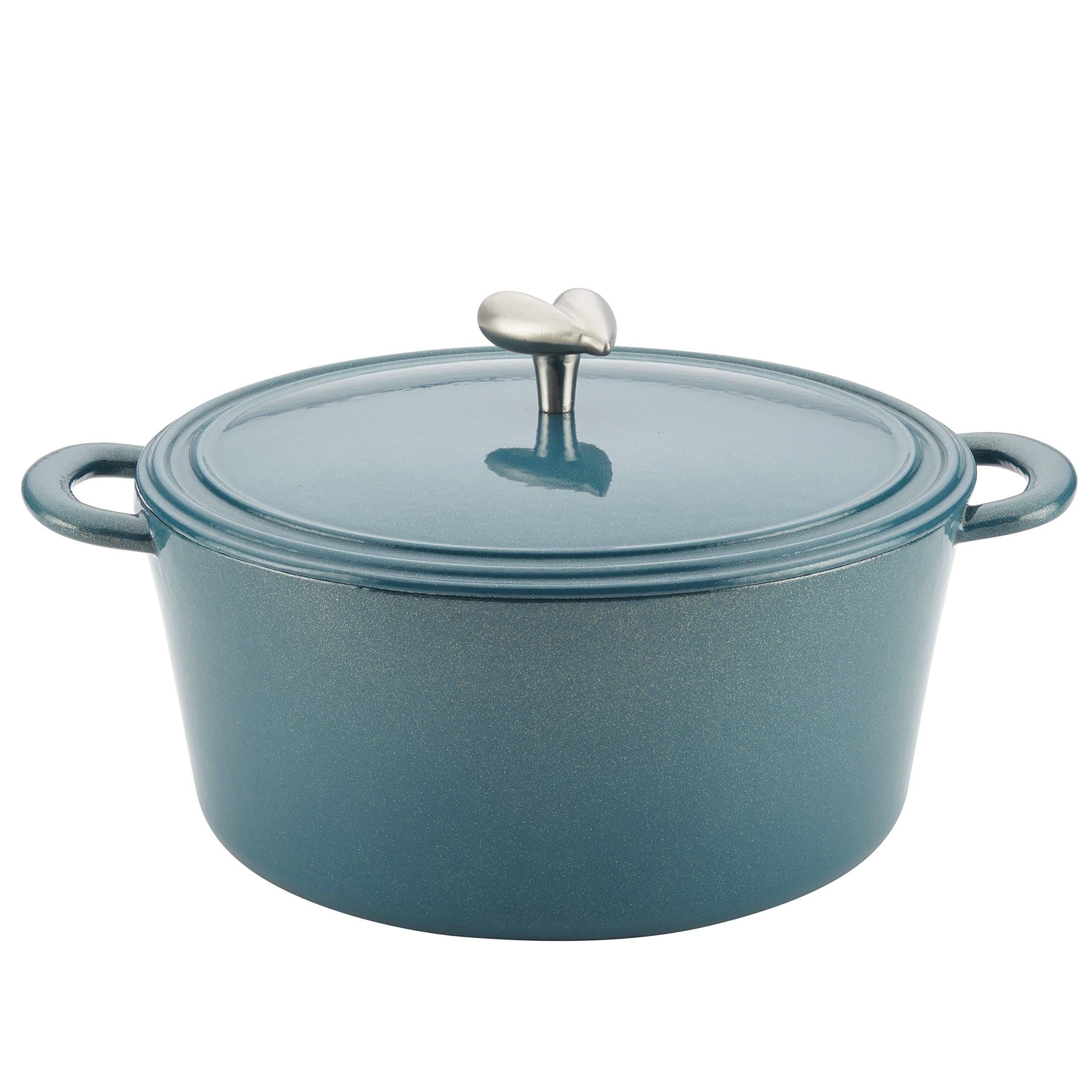 Ayesha Curry Cast Iron Enamel Casserole Dish/ Casserole Pan / Dutch Oven with Lid - 6 Quart, Twilight Teal