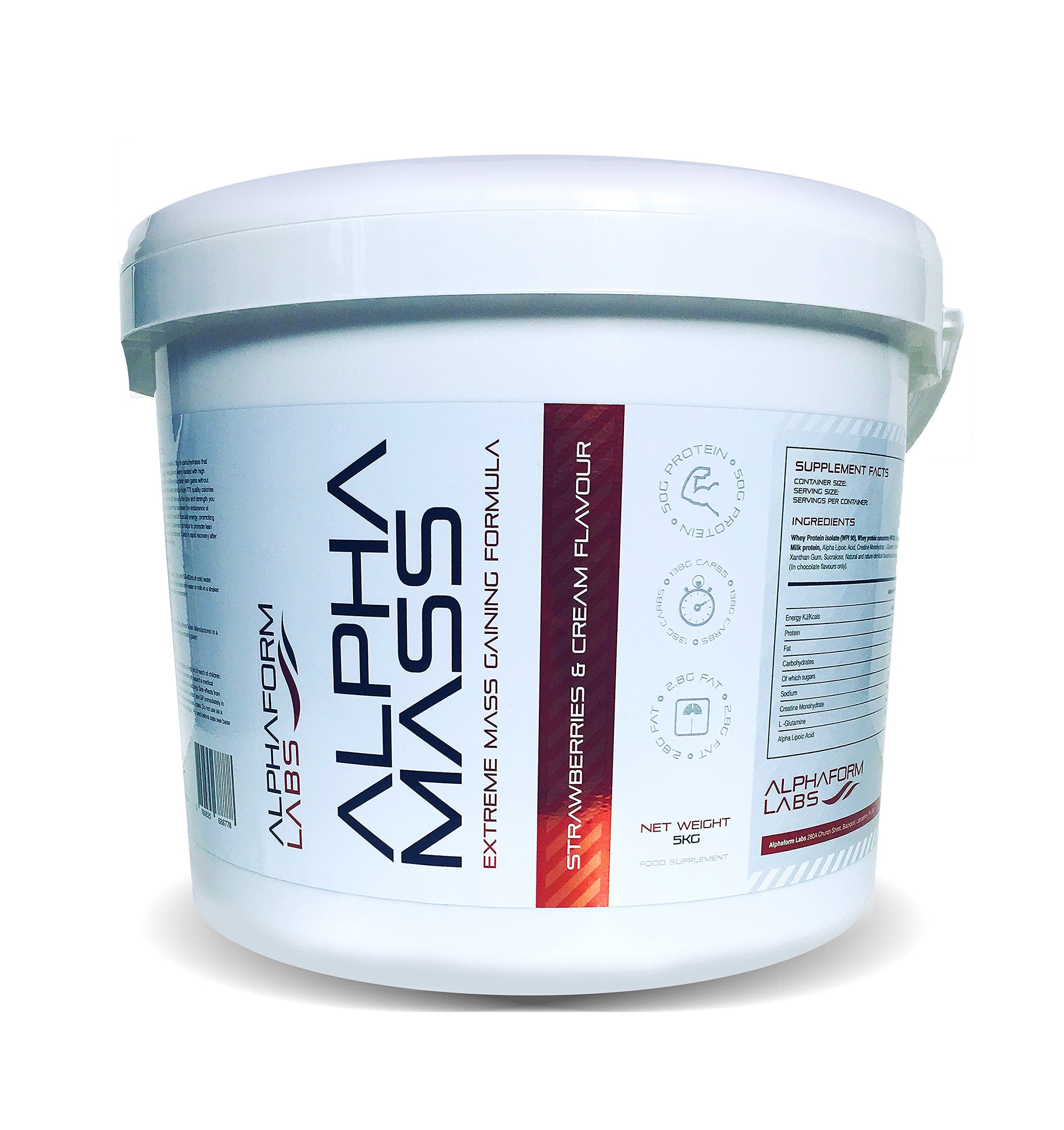 AlphaForm Labs Alpha Mass Extreme Mass Gaining Formula 5Kg Strawberries and Cream Flavour