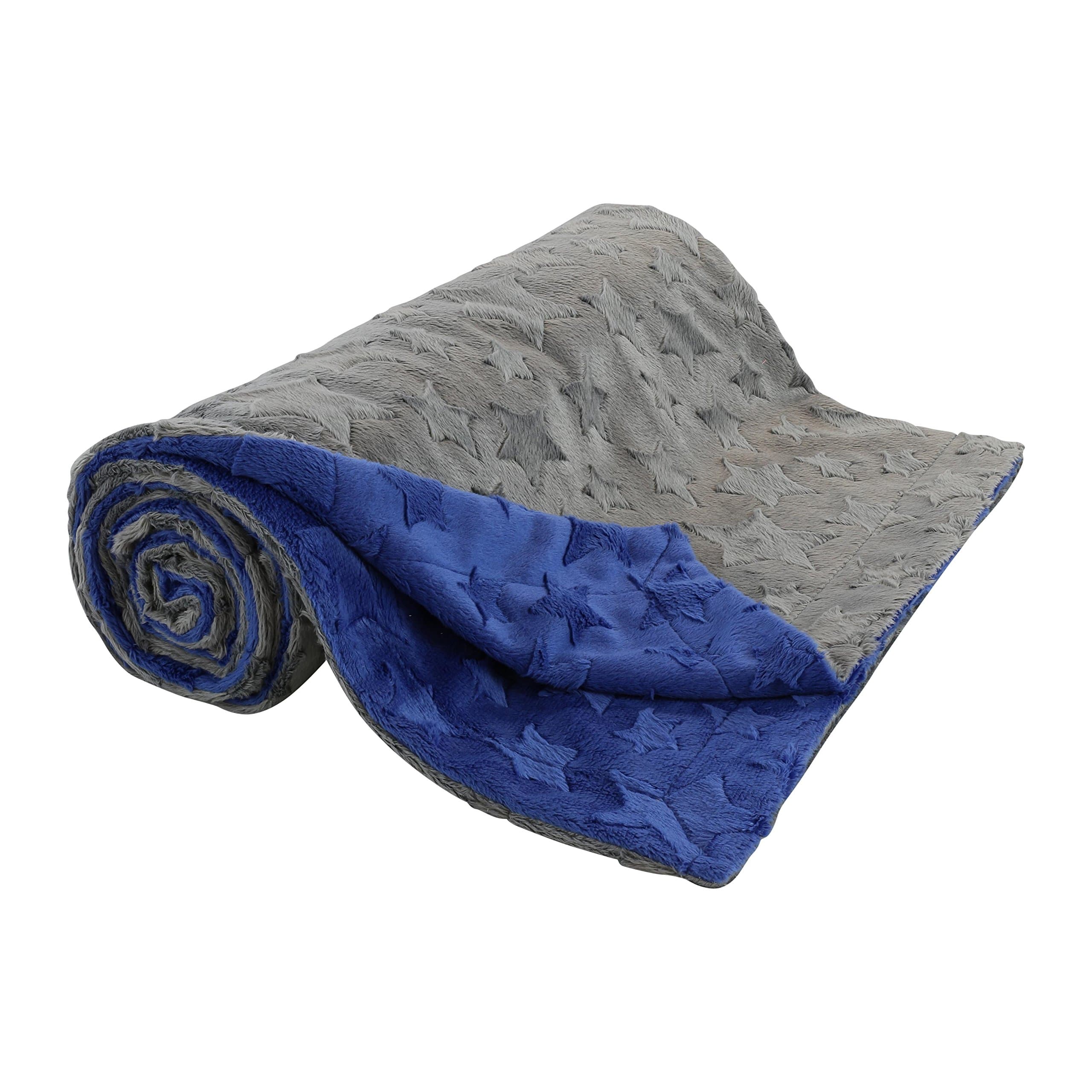 berry bebe Baby Blankets for Baby Boy, Ultra Soft and Cozy Mink Material with Star Design, Blue and Gray