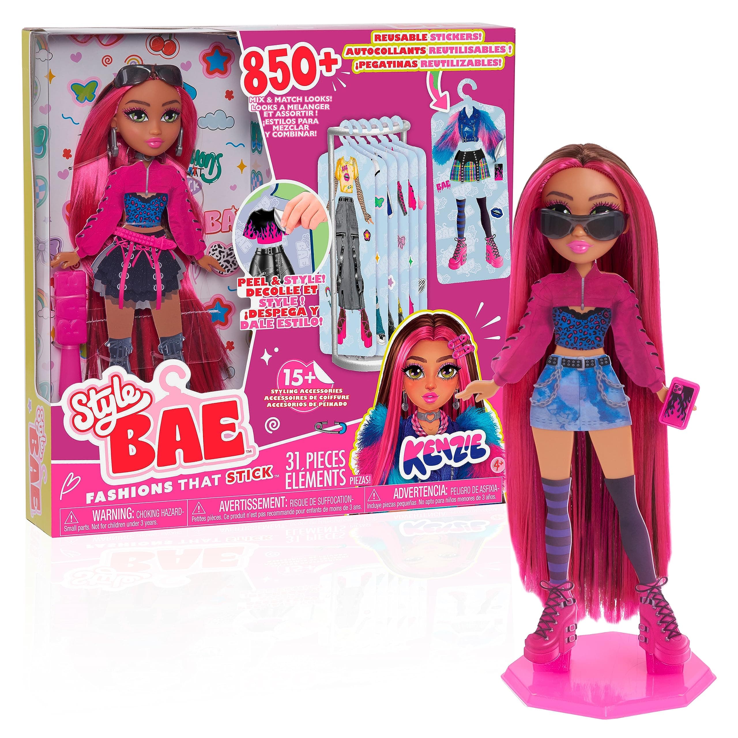 Just Play Style Bae Kenzie 10-Inch Fashion Doll and Accessories, 28-Pieces, Kids Toys for Ages 4 Up