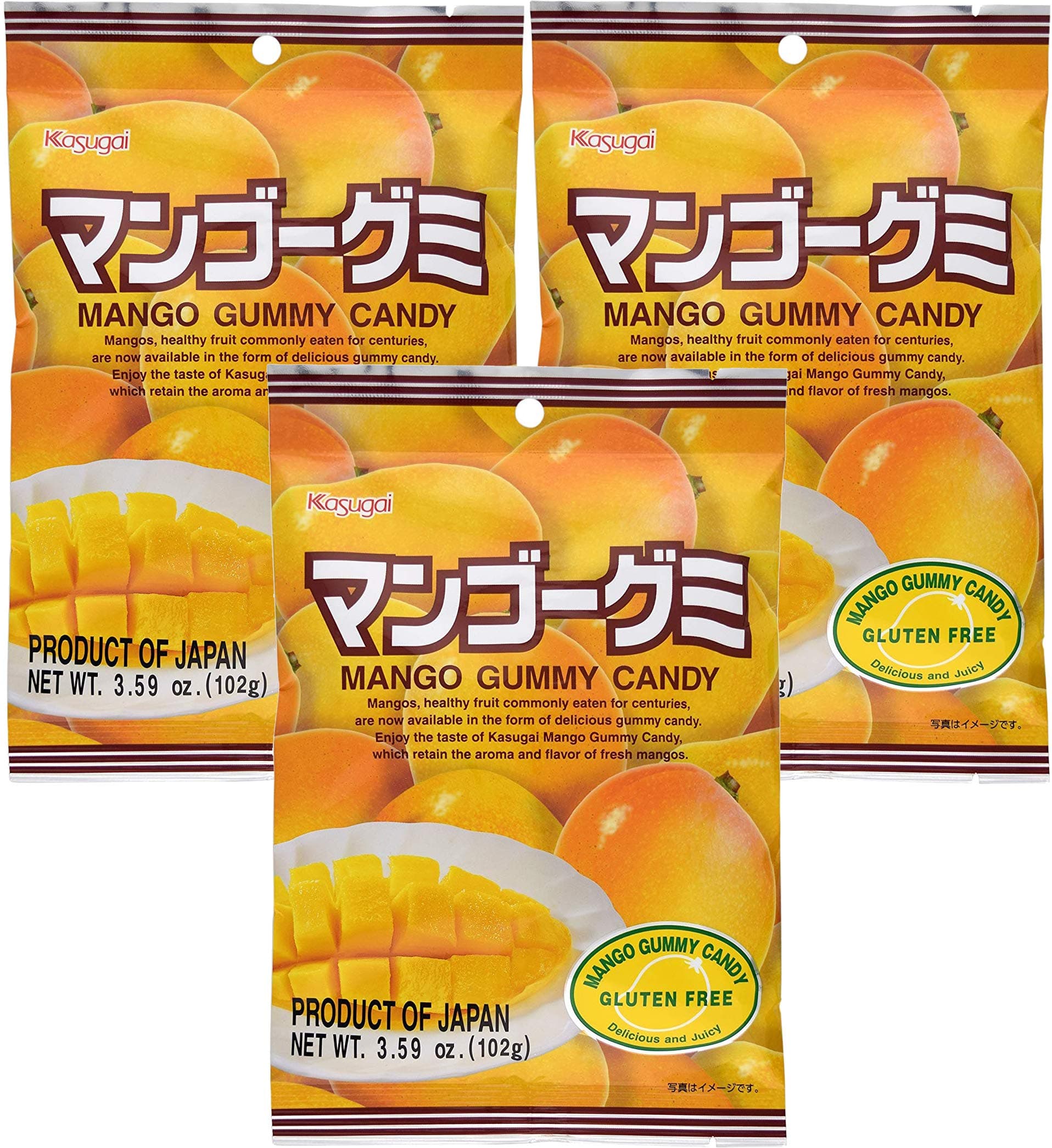 Kasugai Mango Gummy Candy 3.59oz (3 Pack)