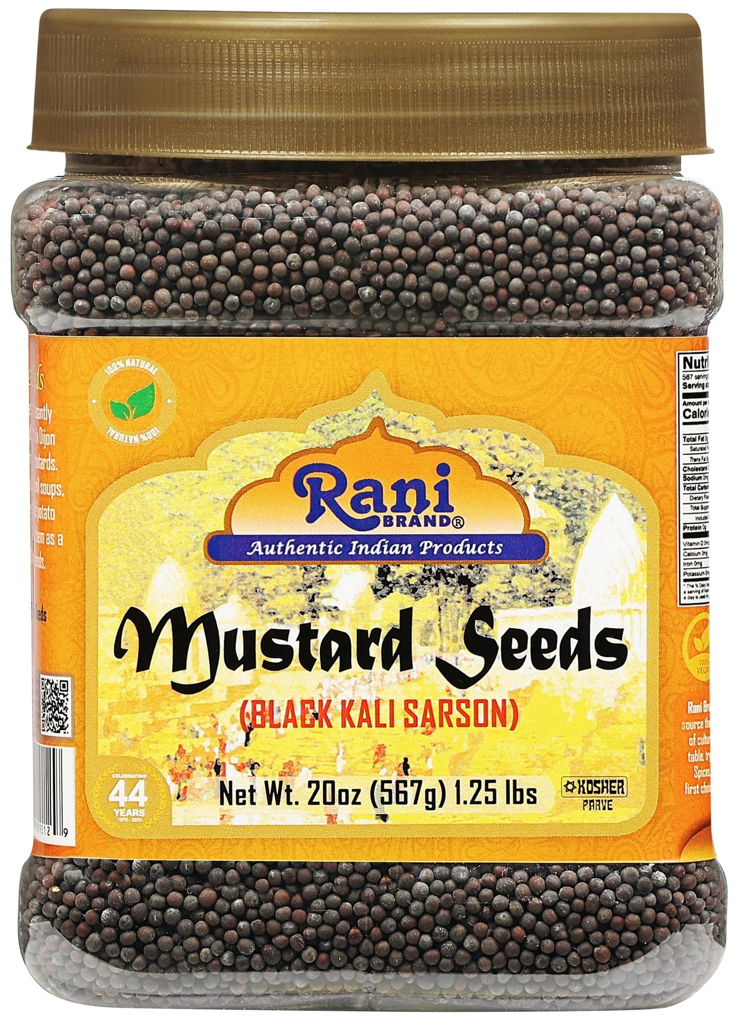 Rani Black Mustard Seeds Whole Spice (Kali Rai) 20oz (1.25lbs) 567g PET Jar ~ All Natural | Gluten Friendly | Non-GMO | Kosher | Vegan | Indian Origin